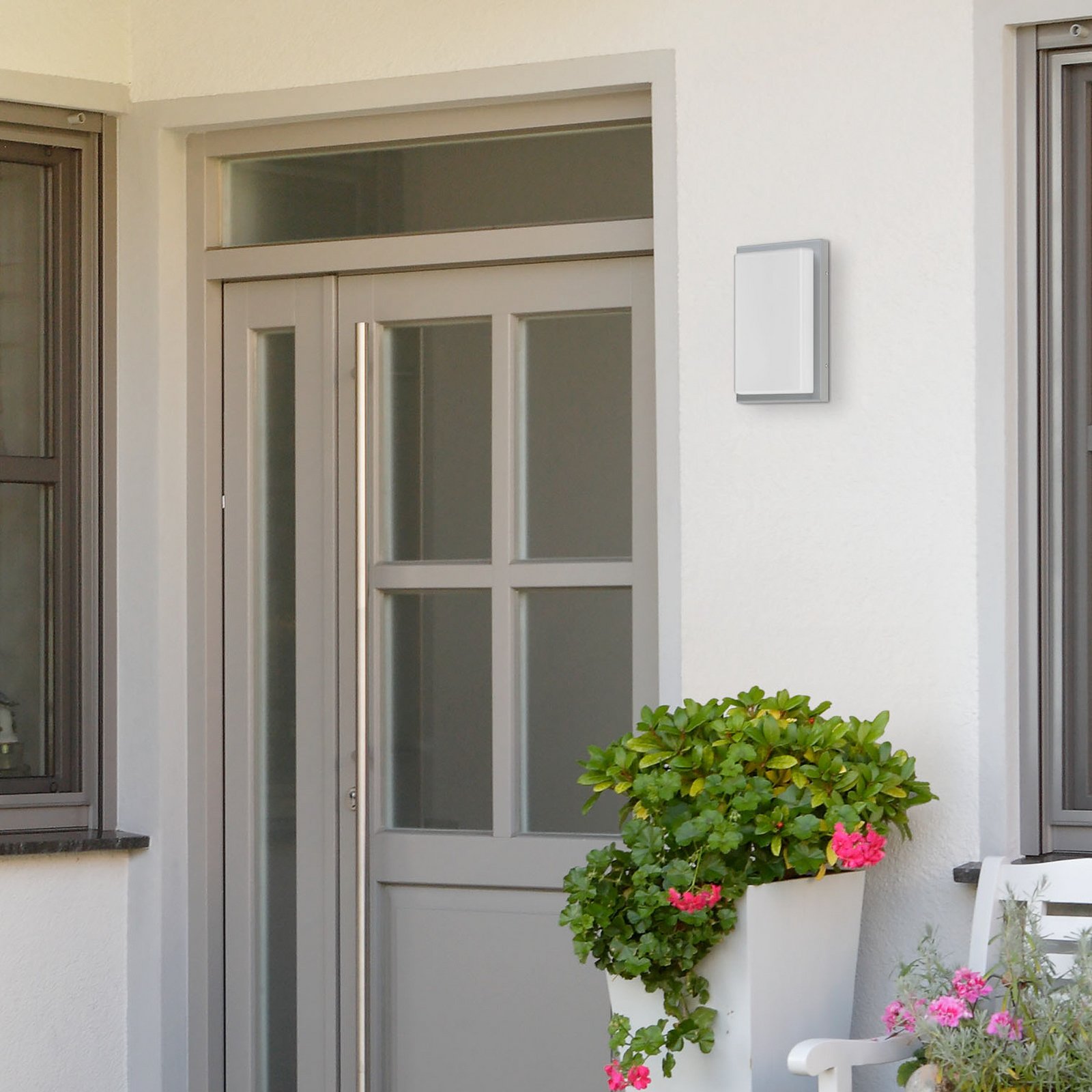 Venkovní nástěnné svítidlo 059, nerezová ocel, opálové sklo, 29 cm, IP44, E27