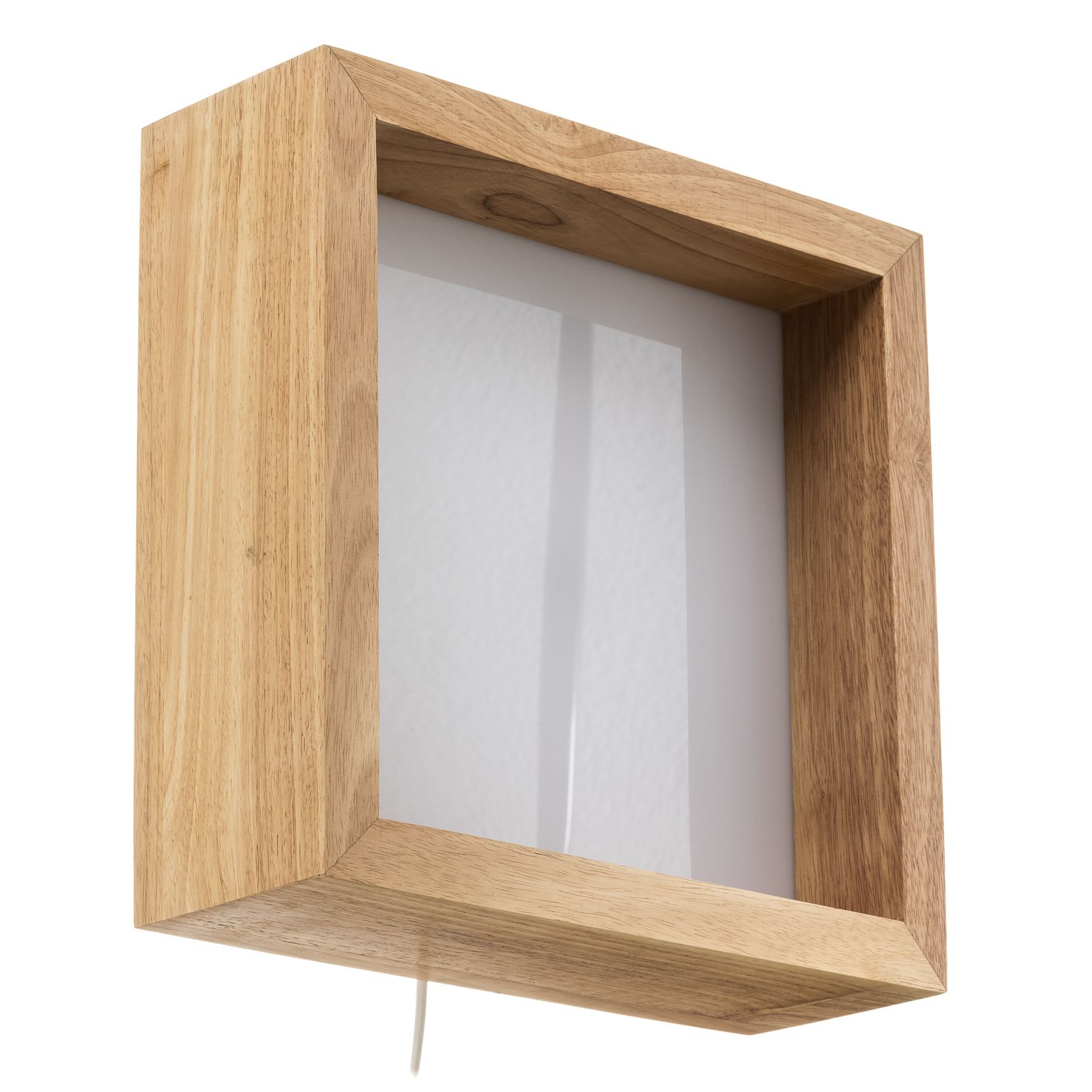 Window LED wall light, 37 x 37 cm, oak wood