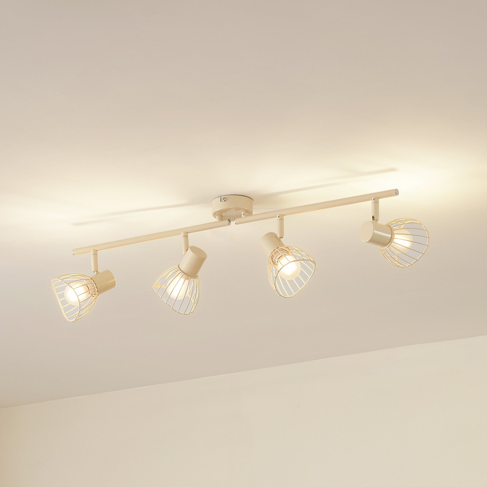 Lindby plafonnier Piena, beige, à 4 lampes, métal, 70cm