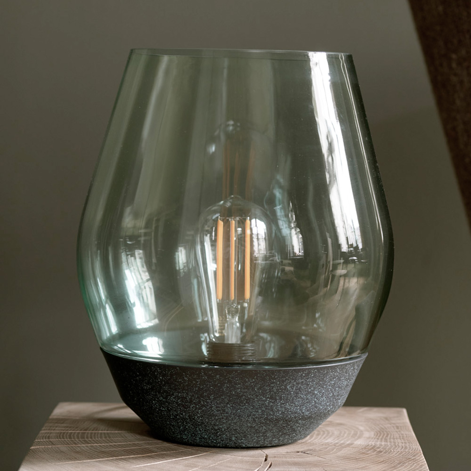 New Works Bowl table lamp verdigris/smoked glass