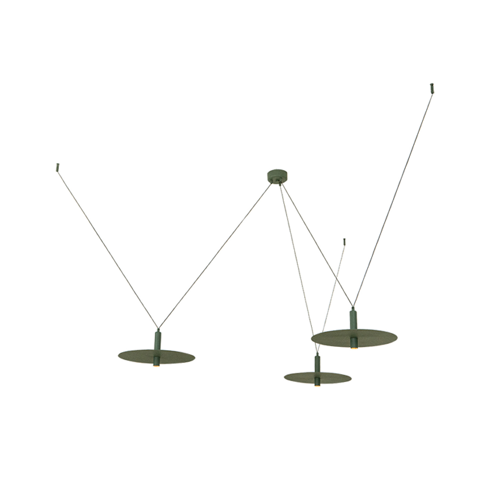 Lampada LED a sospensione 23230, verde scuro, Ø 35 cm, a 3 luci, in metallo Lampada LED a sospensione 23230, verde scuro, Ø 35 cm, a 3 luci, in metallo