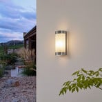 Lindby outdoor wall lamp Alvin, 26 cm, stainless steel, IP44, E27