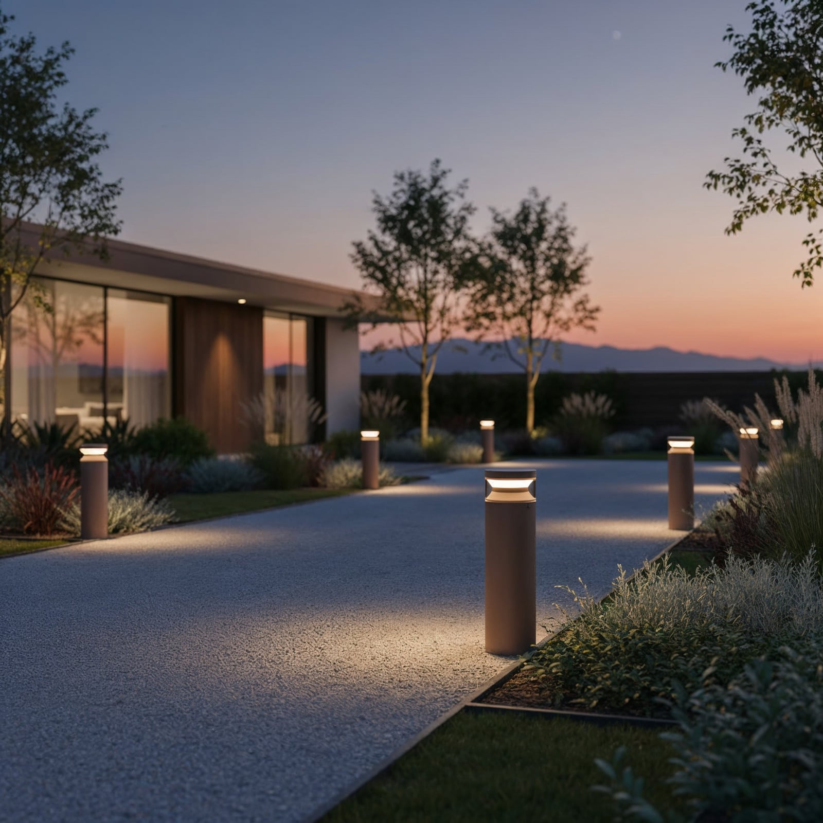 Candeeiro pilar LED Ideal Lux Boeing, castanho café, altura 40 cm