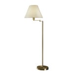 Lampadaire Hilton, abat-jour textile blanc, laiton vieilli