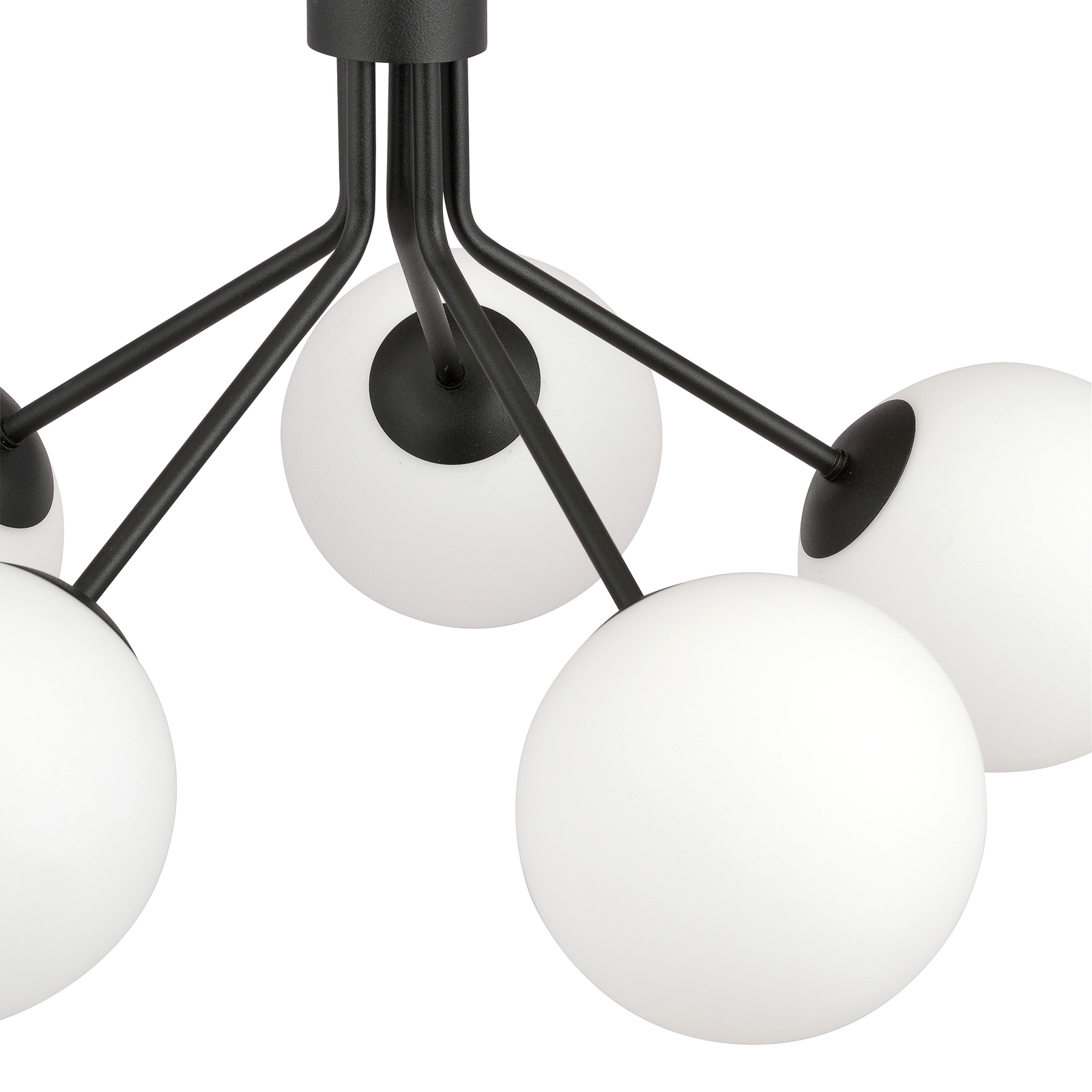 Hanglamp Nova, zwart/opaal, 5-lamps