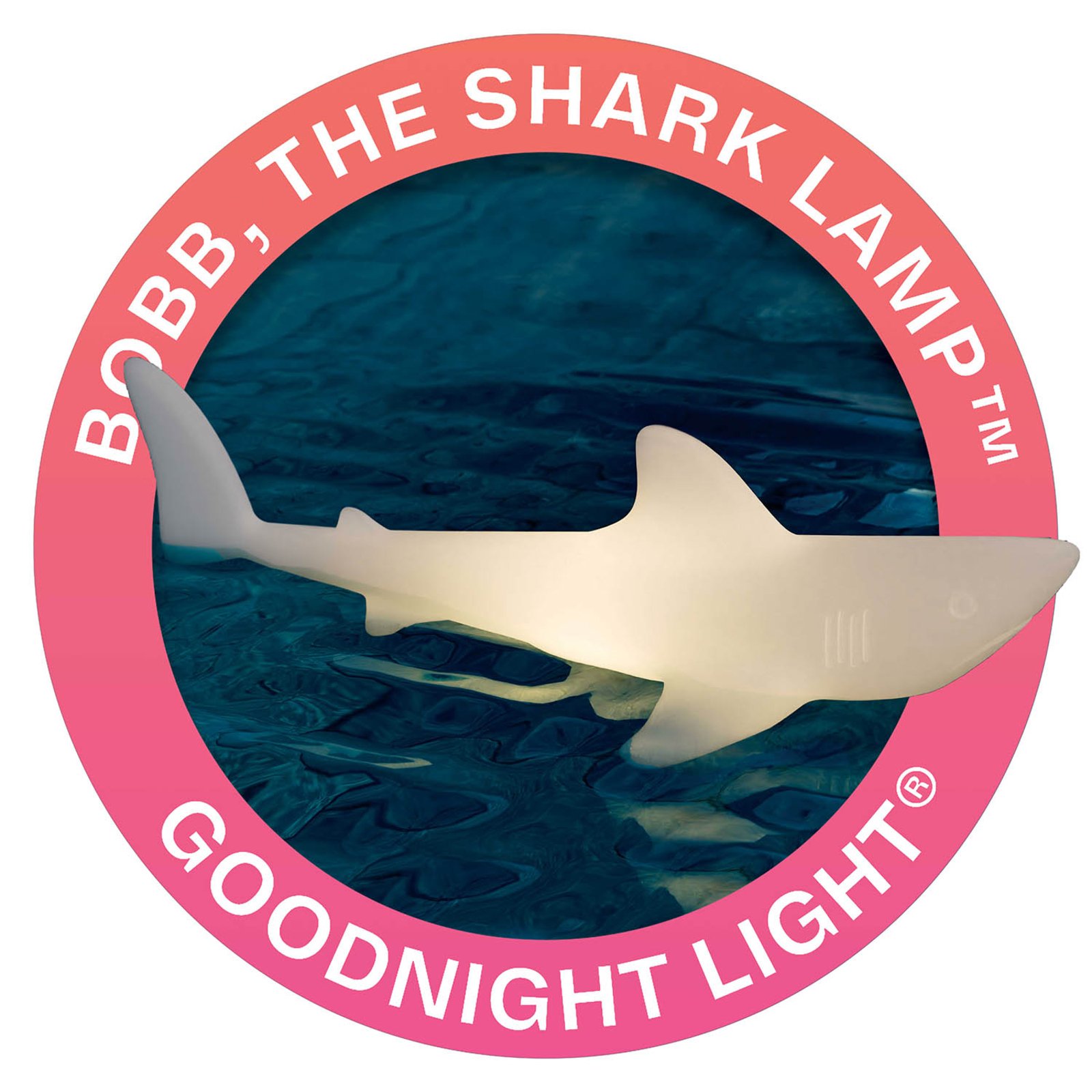 LED svetilka za polnjenje BOBB the shark lamp, plavajoča, RGBW