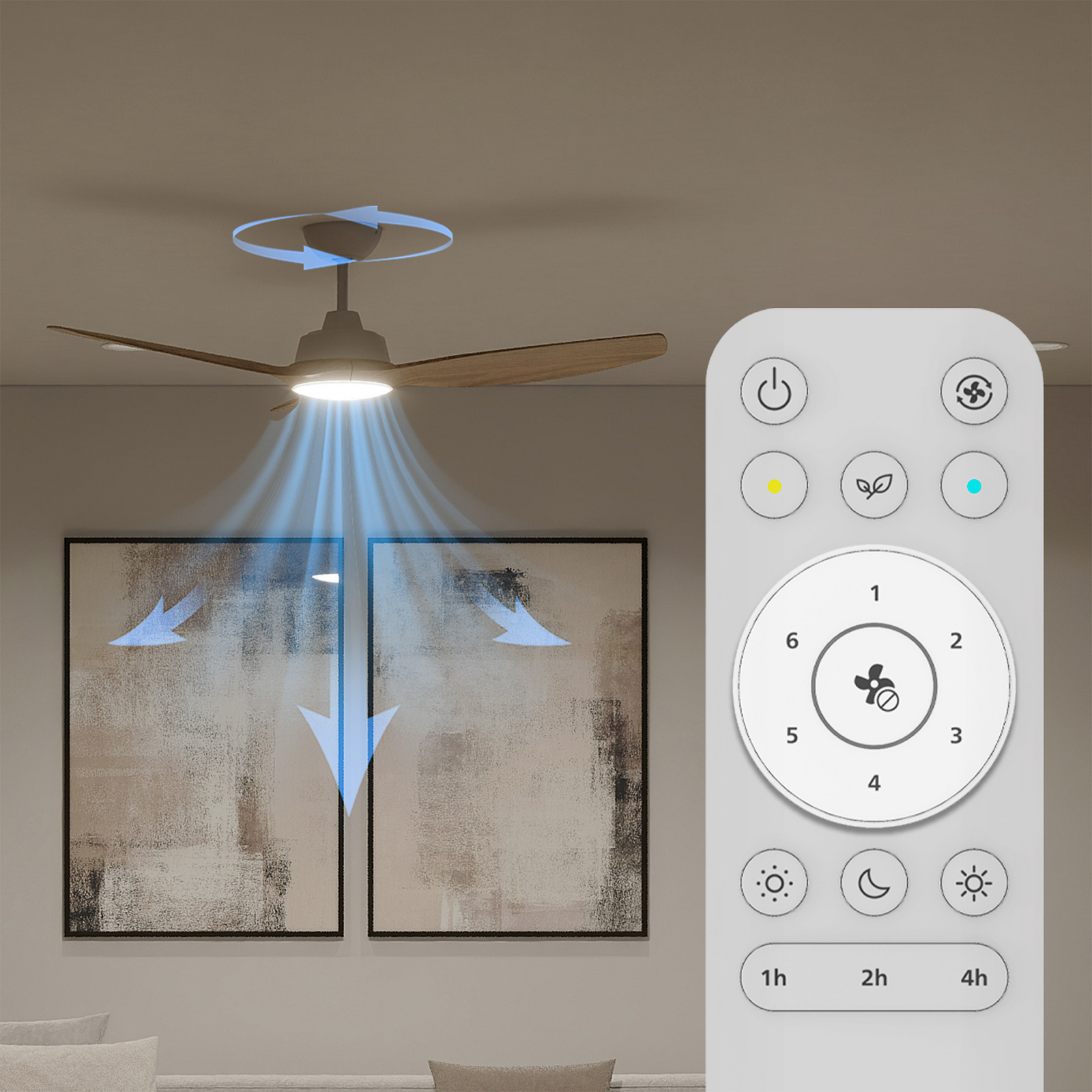 Wentylator LED Philips Olas, średnica 132 cm, brązowo-biały, CCT
