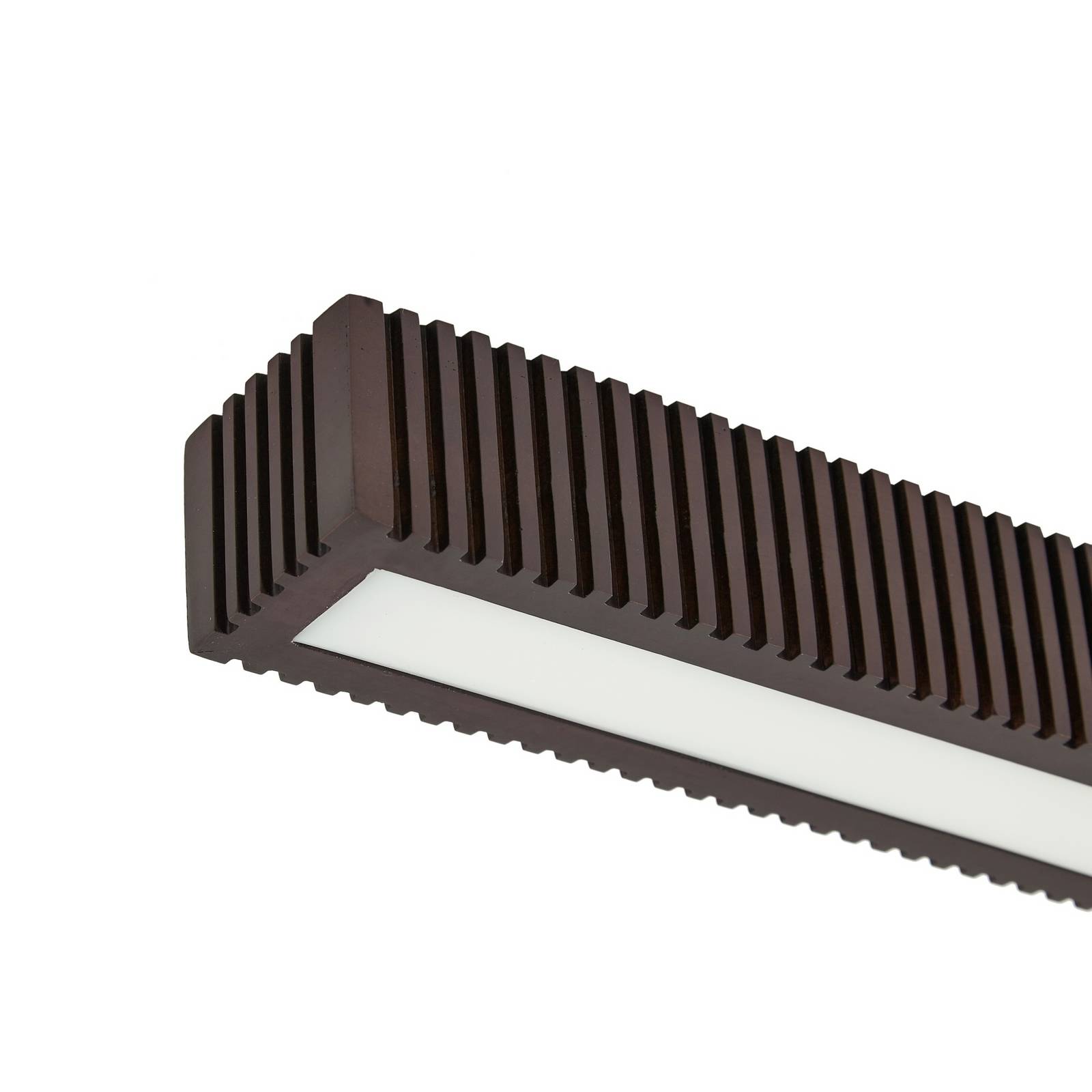 Lucande Lampa sufitowa LED Emara, drewno ciemne, dąb, ściemniana