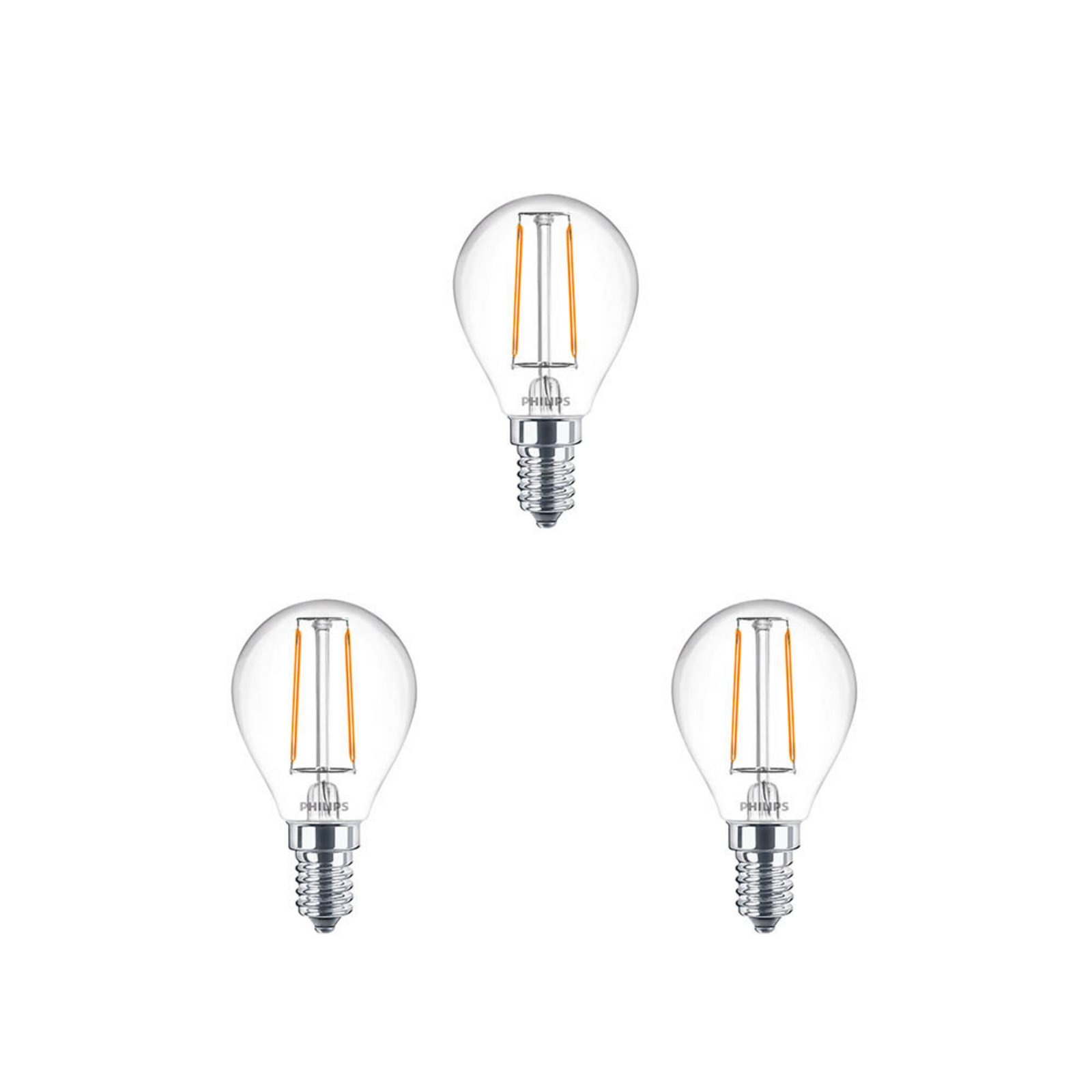 3-pack Bec LED 2W (250lm) Coroană E14 - Philips