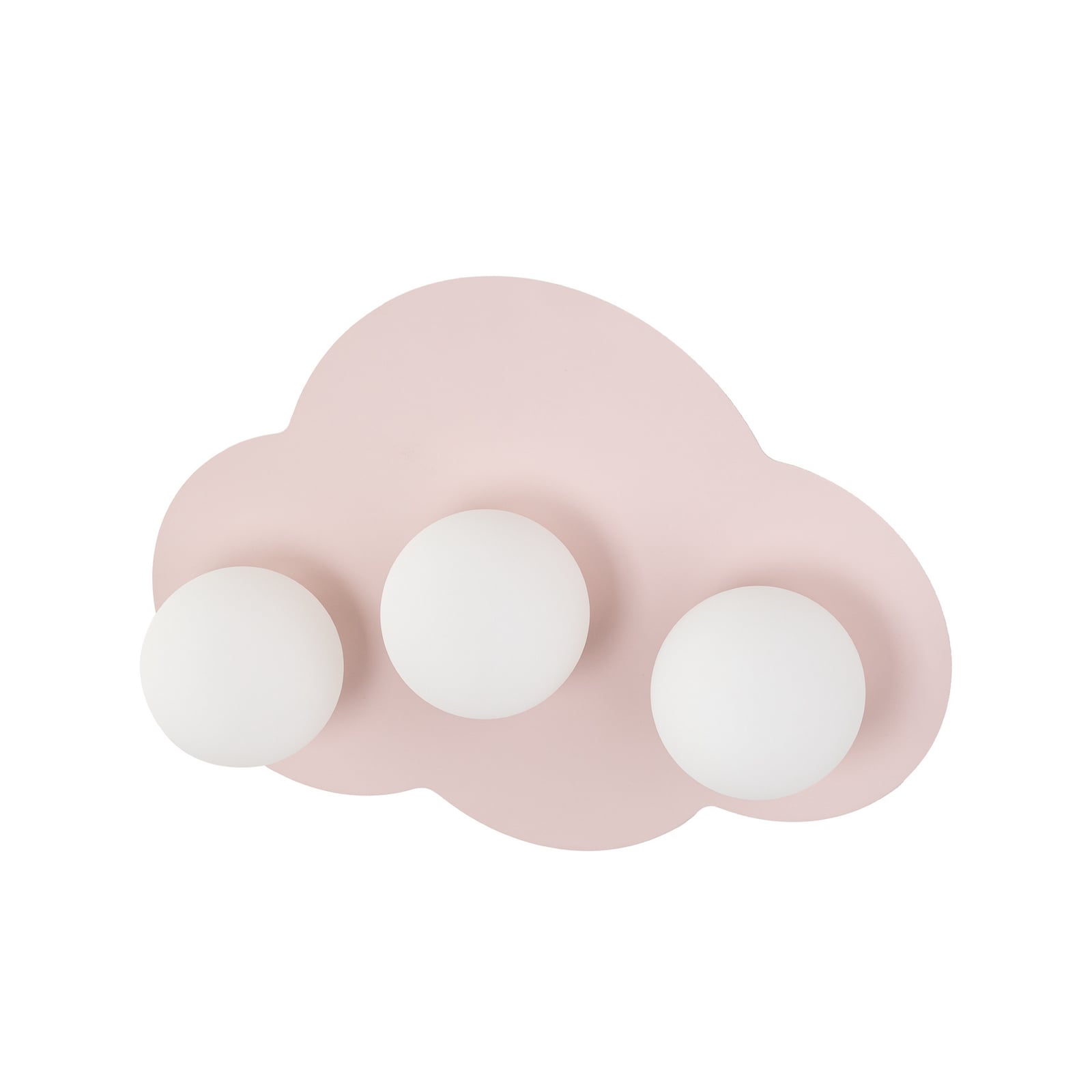Cloud ceiling light, pink, 3-bulb, glass, length 51 cm, G9