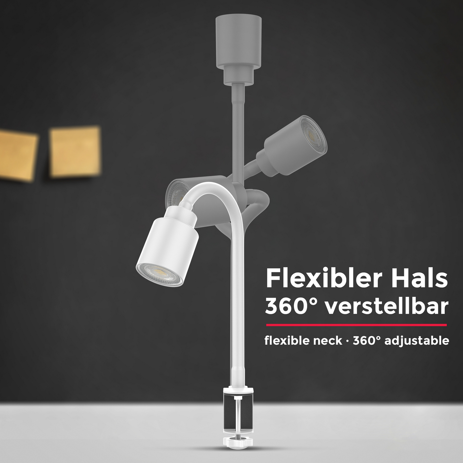 Klemmleuchte Snake, weiß, Metall, GU10 LED 3.000 K Klemmleuchte Snake, weiß, Metall, GU10 LED 3.000 K