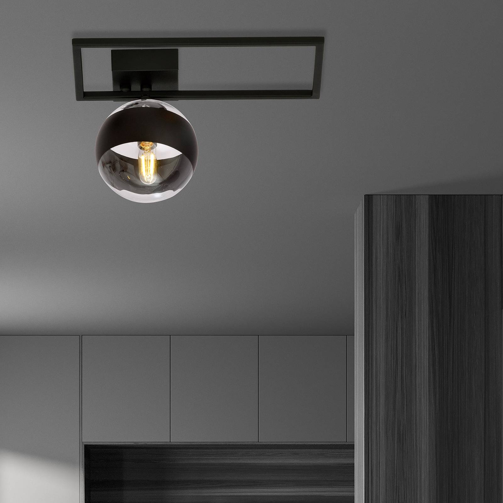 emibig lighting plafonnier imago 1d, noir/transparent, à une lampe