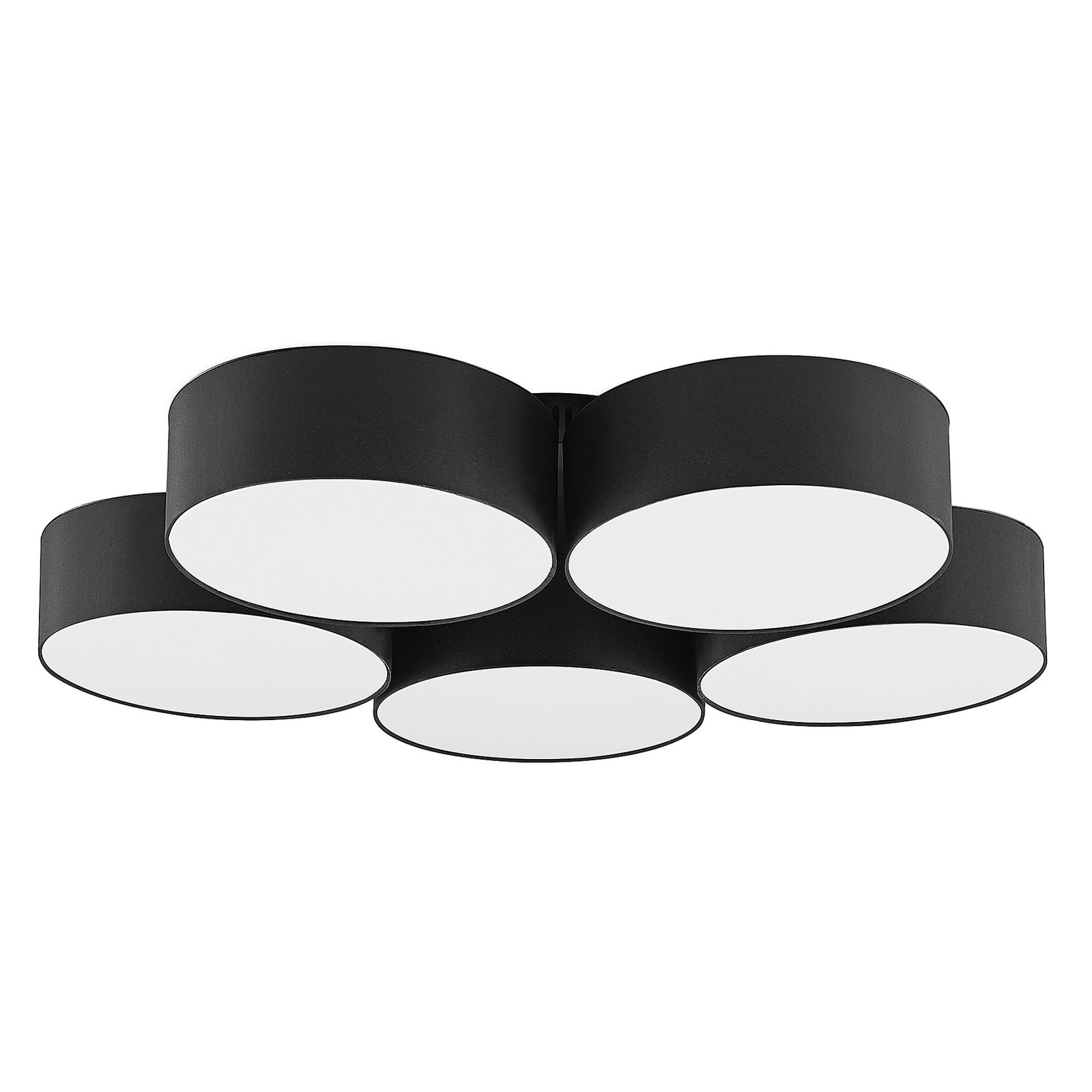 Lindby Janita LED-Stoffdeckenlampe, 5-fl., schwarz