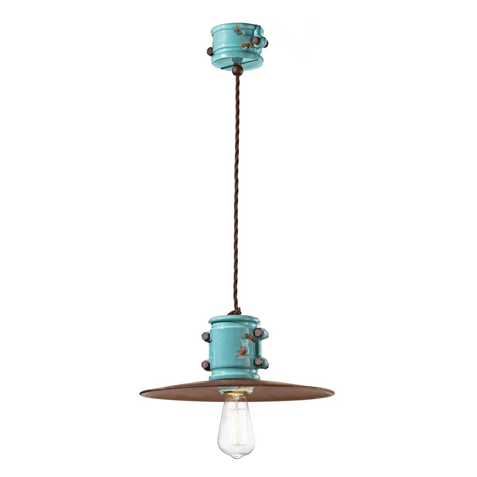 Lampa wisząca Nicolo w stylu vintage w kolorze turkusowym