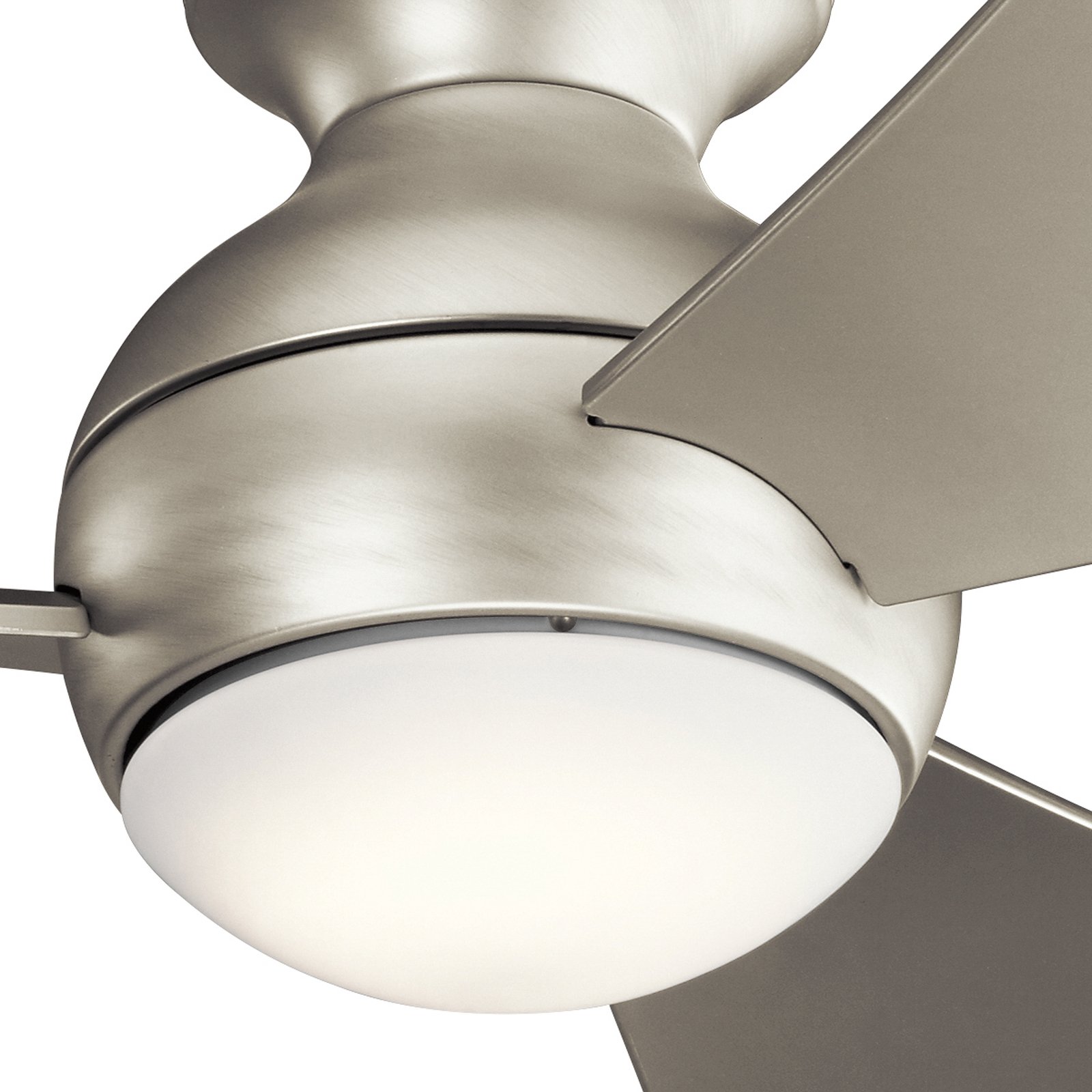 Sola LED ceiling fan, IP23 nickel