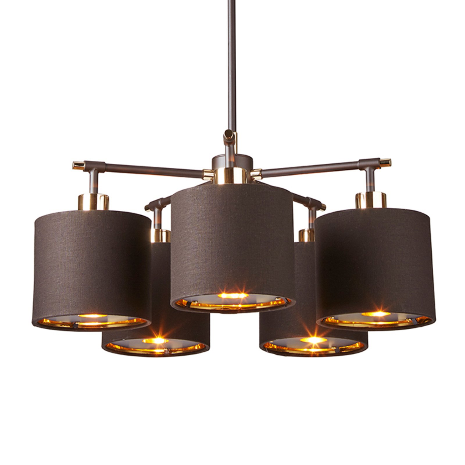 Balance five-bulb hanging light in brown-brass