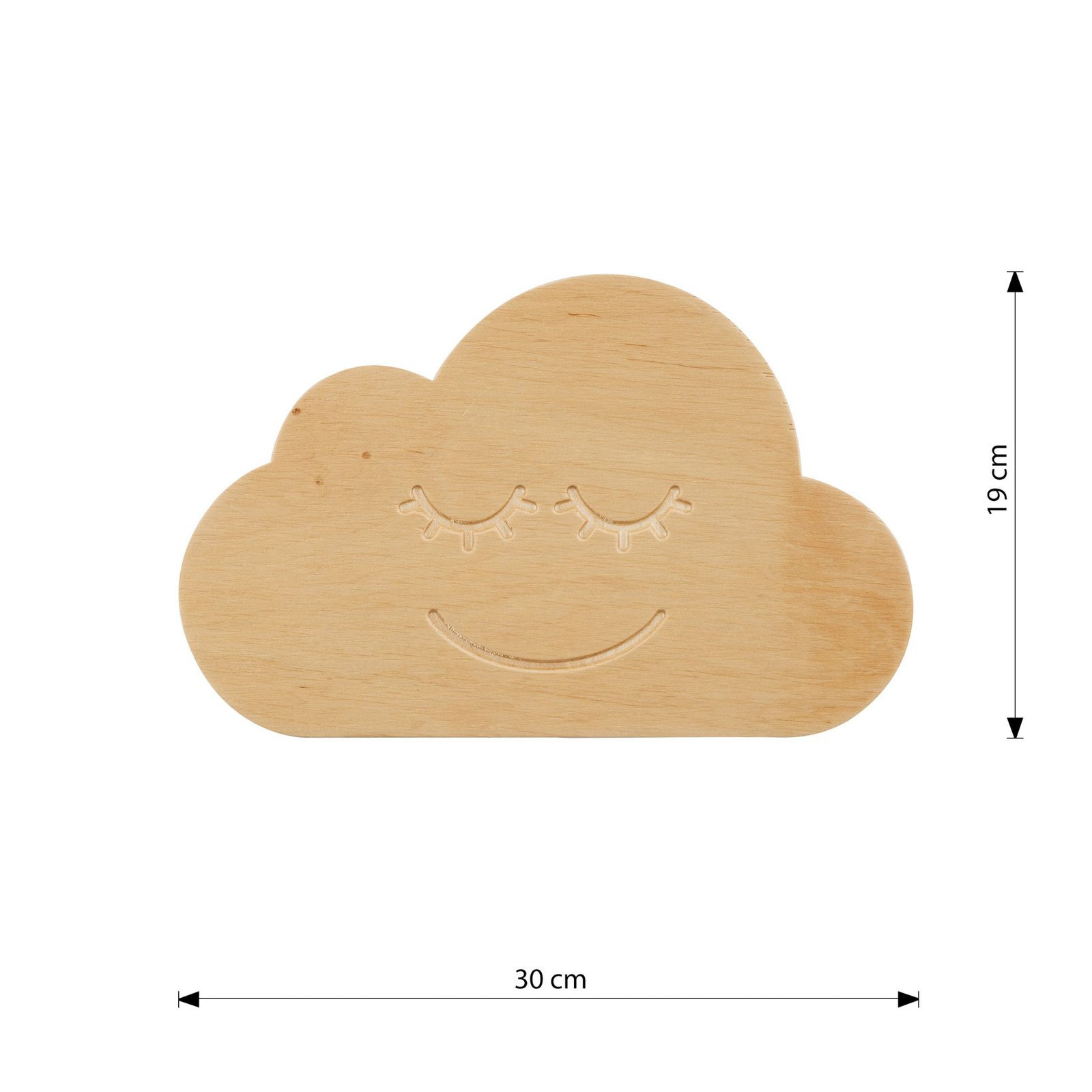 Φωτιστικό τοίχου Cloud, από ξύλο, με πρίζα και διακόπτη