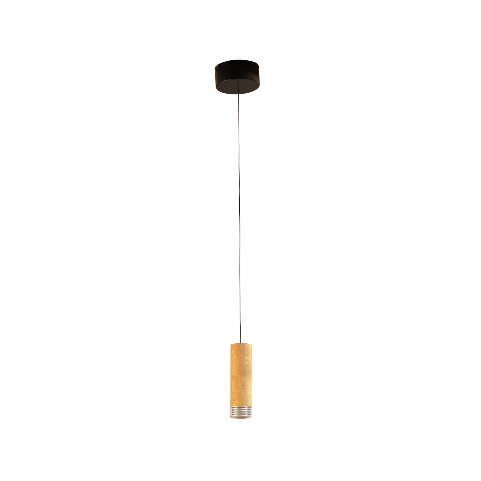 LED hanglamp Shine-Wood, Ø 13 cm eiken/zwart hout/acryl