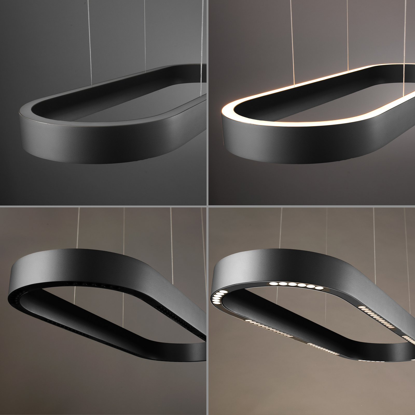 Lámpara colgante LED Paul Neuhaus Q-Stretto, negra,  86,8 cm