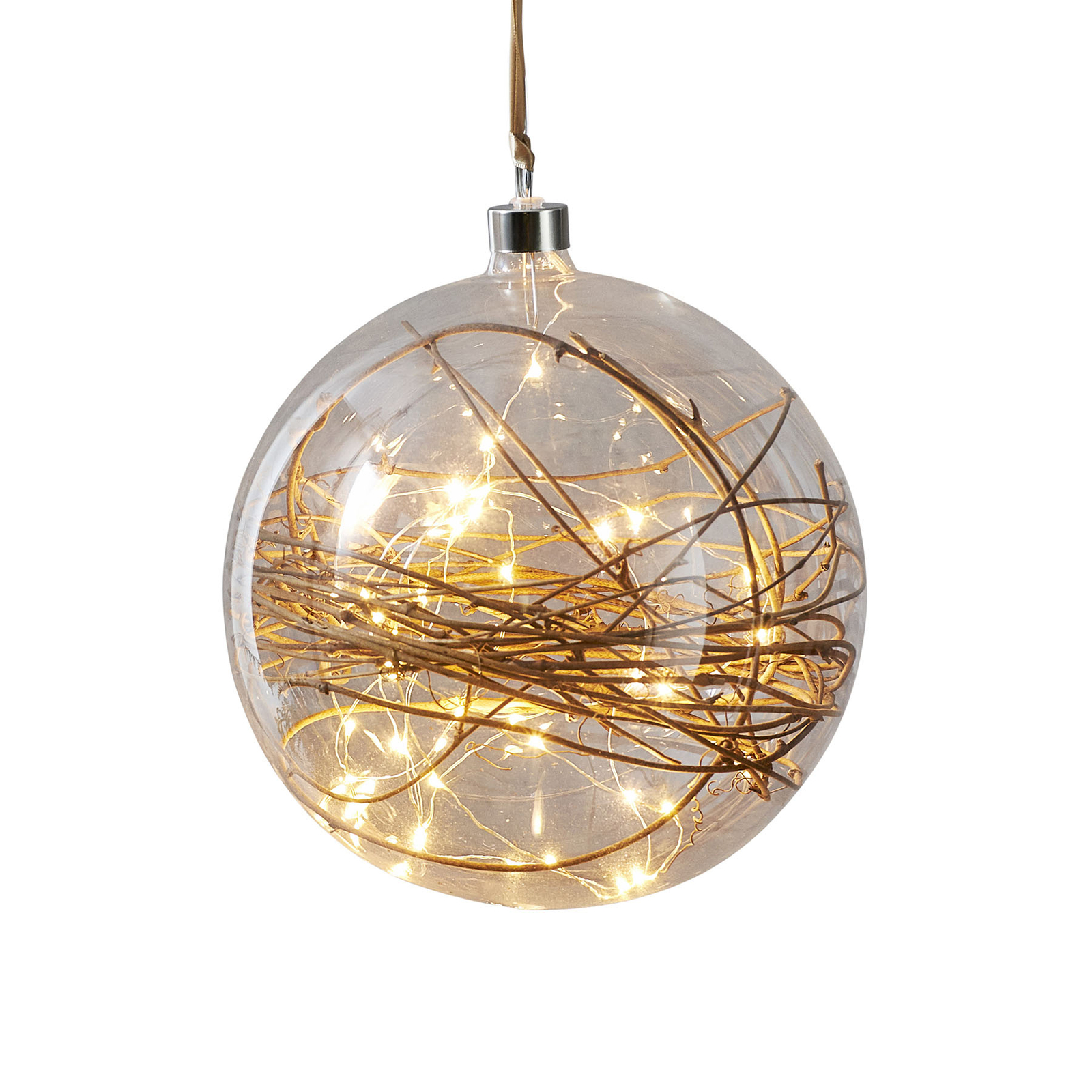 LED-Dekokugel Glow klar, Rattan