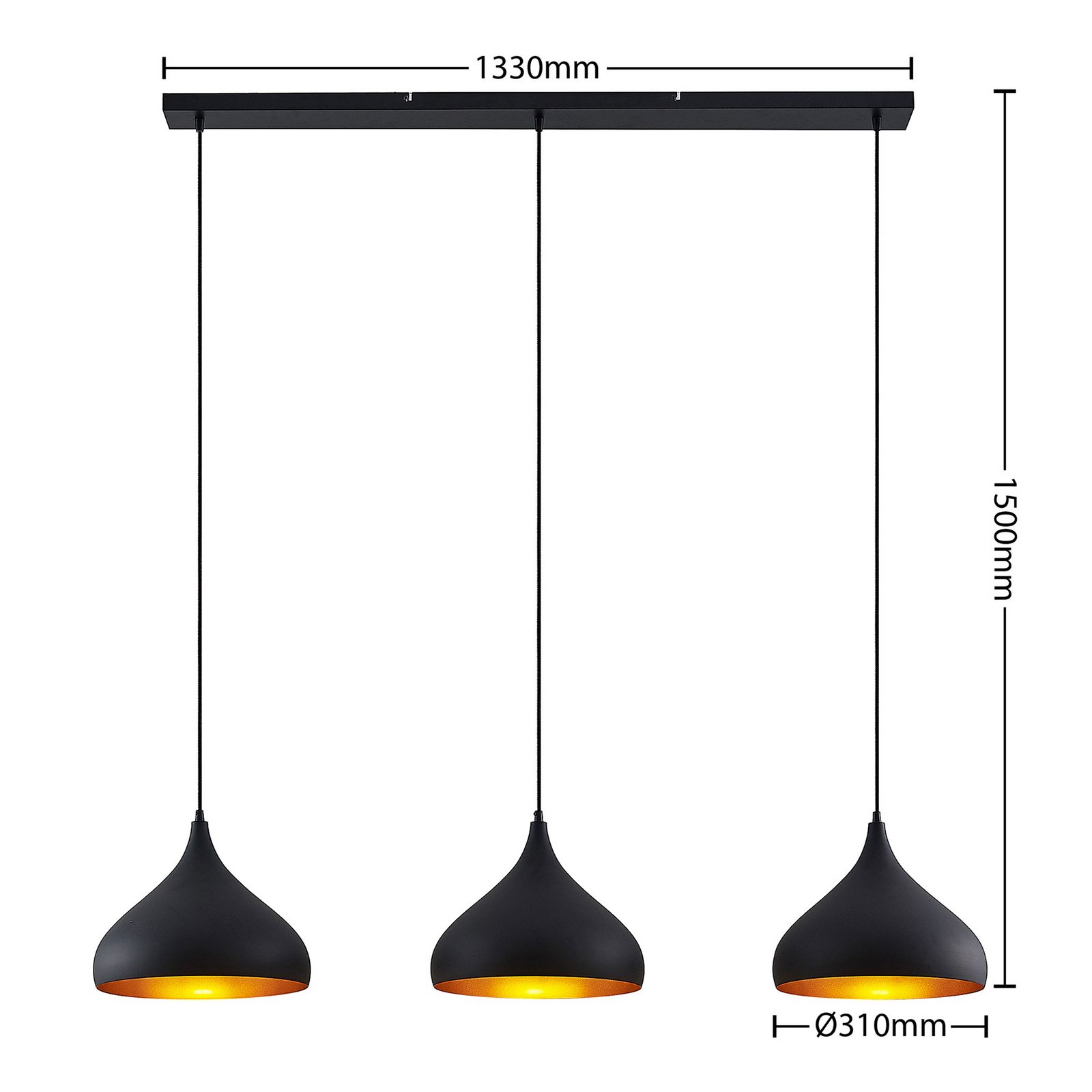 Elamira Pendant Black/Gold - Lindby