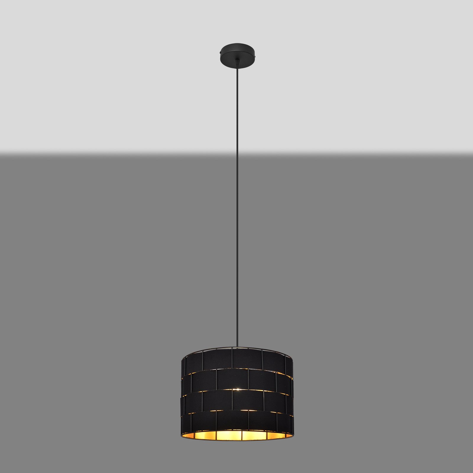 Atlanta taklampa, svart, Ø 30 cm, textil, E27