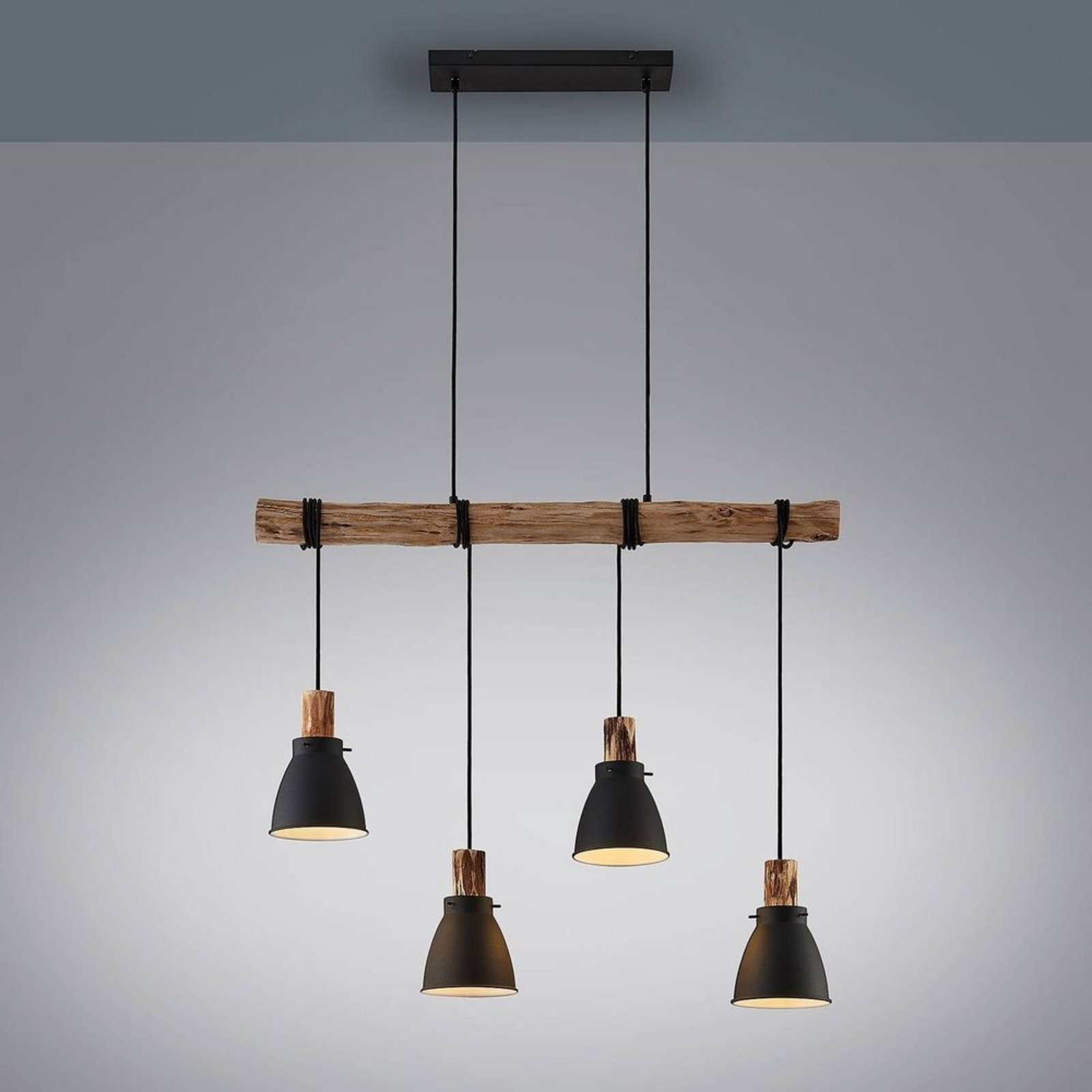 Trebale 4 Taklampa Black/Wood - Lindby