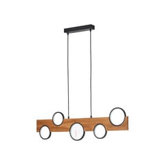 Lámpara colgante LED Cheesy de madera, 5 luces