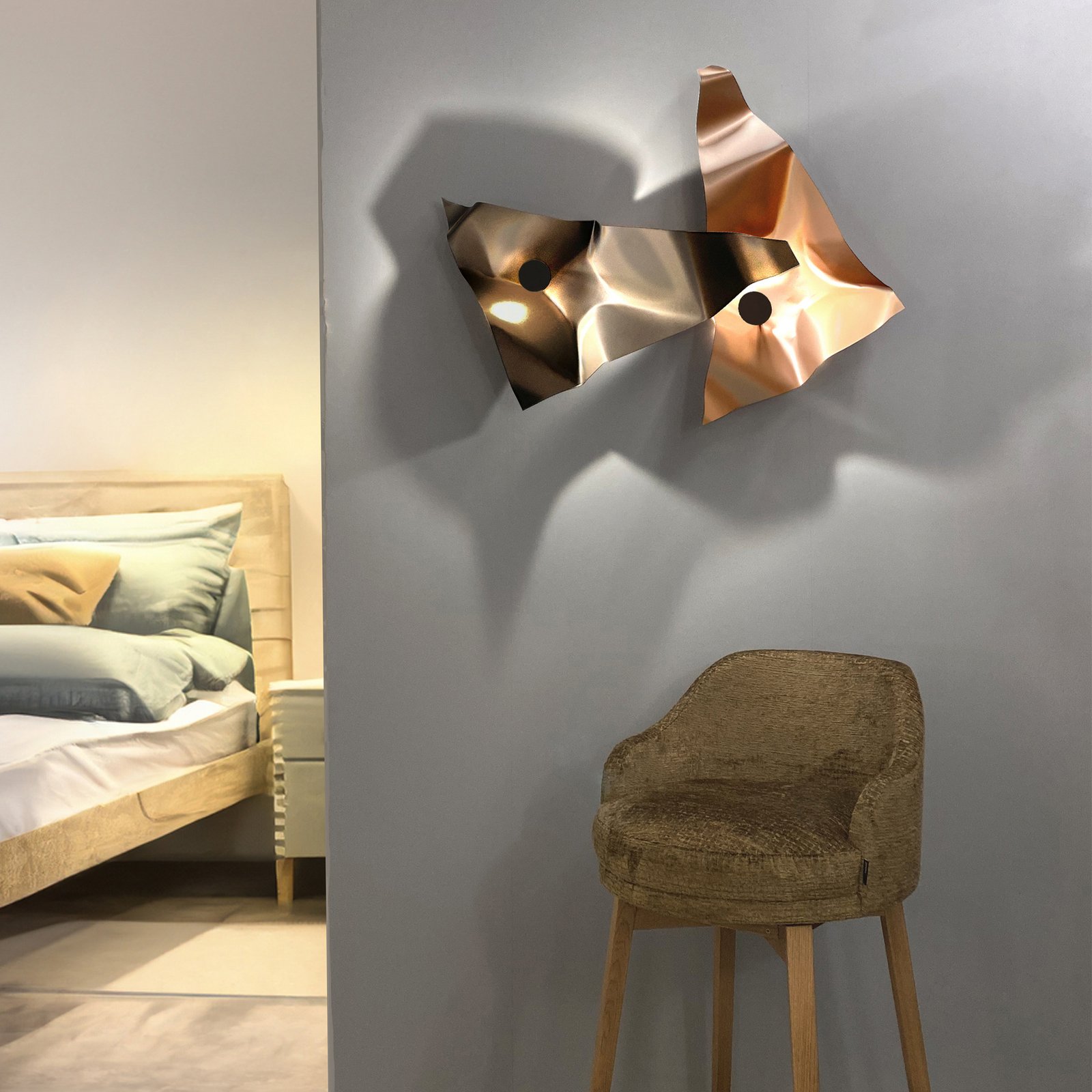 Knikerboker LED wall lamp Zona d'ombra, cream, 79 cm