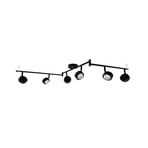 Lindby Strahler Jyla, schwarz, Linse, 4.200 K, 6-flg., GX53