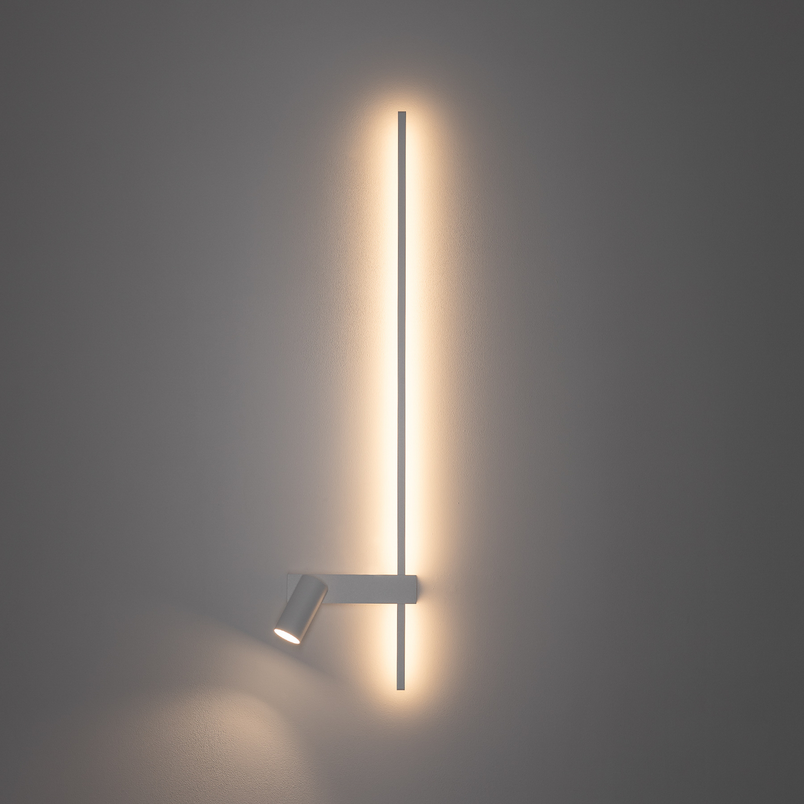 Nástenné svetlo EASY RIGHT, biele, šírka 80 cm, kov, GU10 + LED