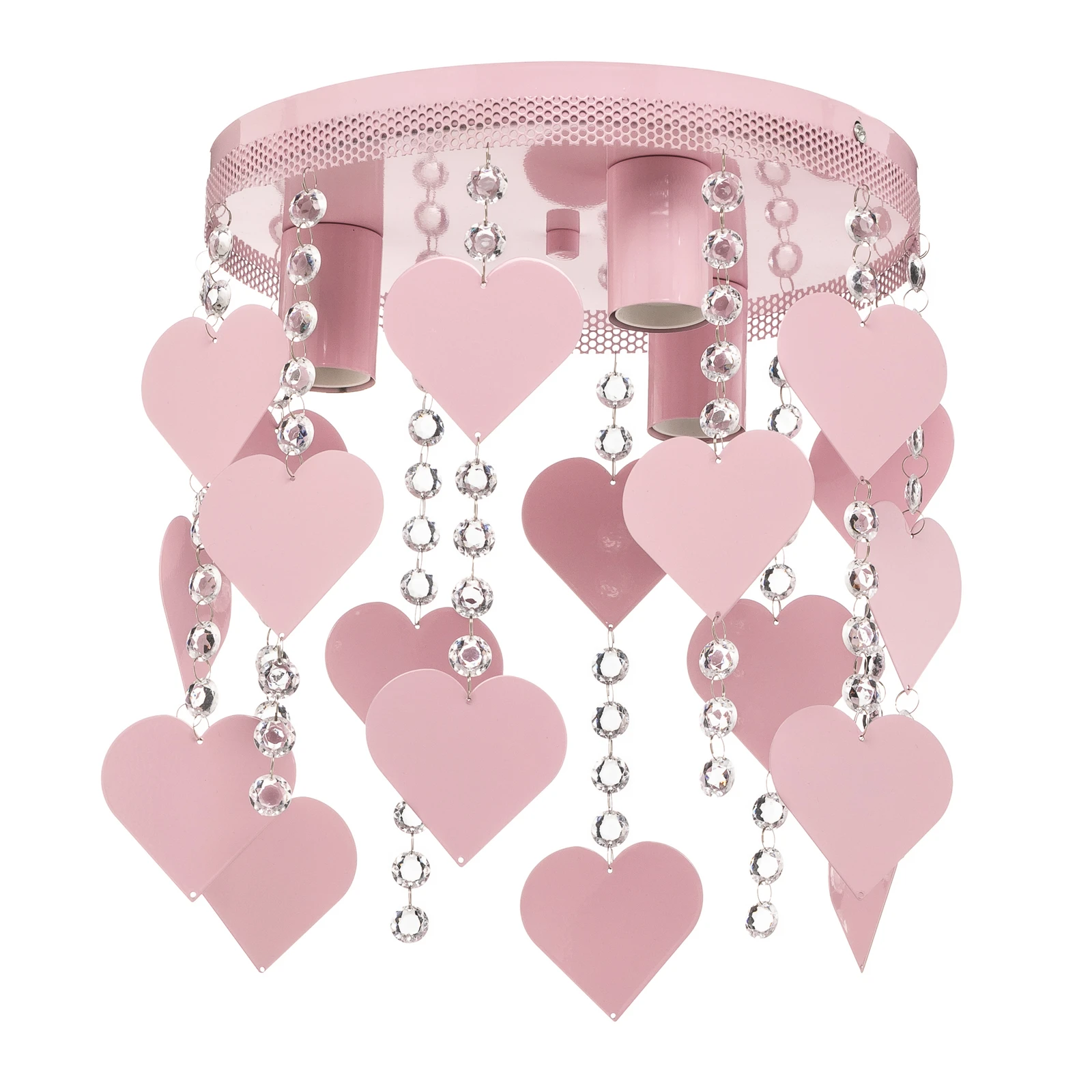 Candeeiro de teto Corazon em rosa com corações