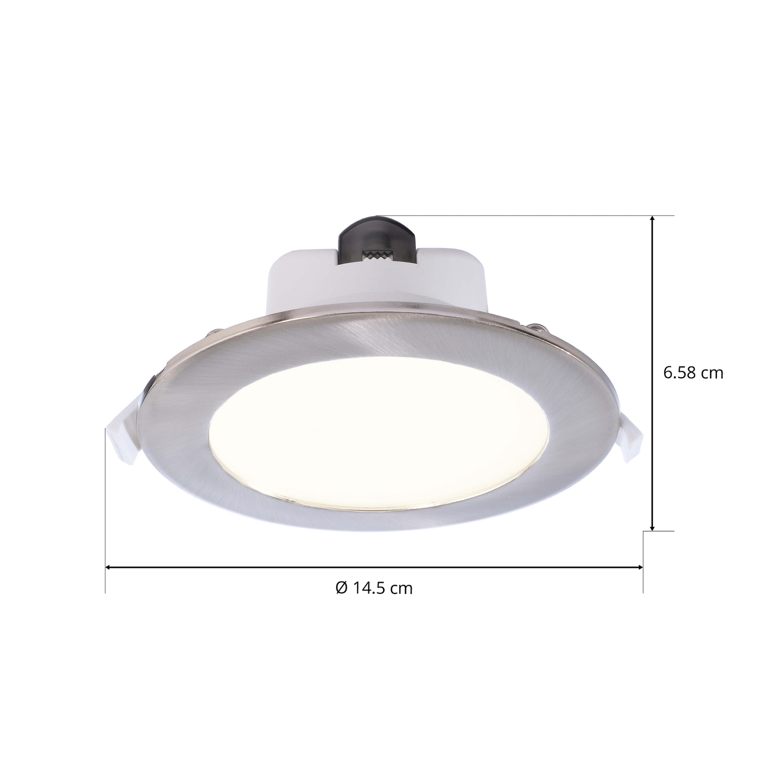 Acrux LED recessed ceiling light, Ø 15 cm, matt silver, CCT