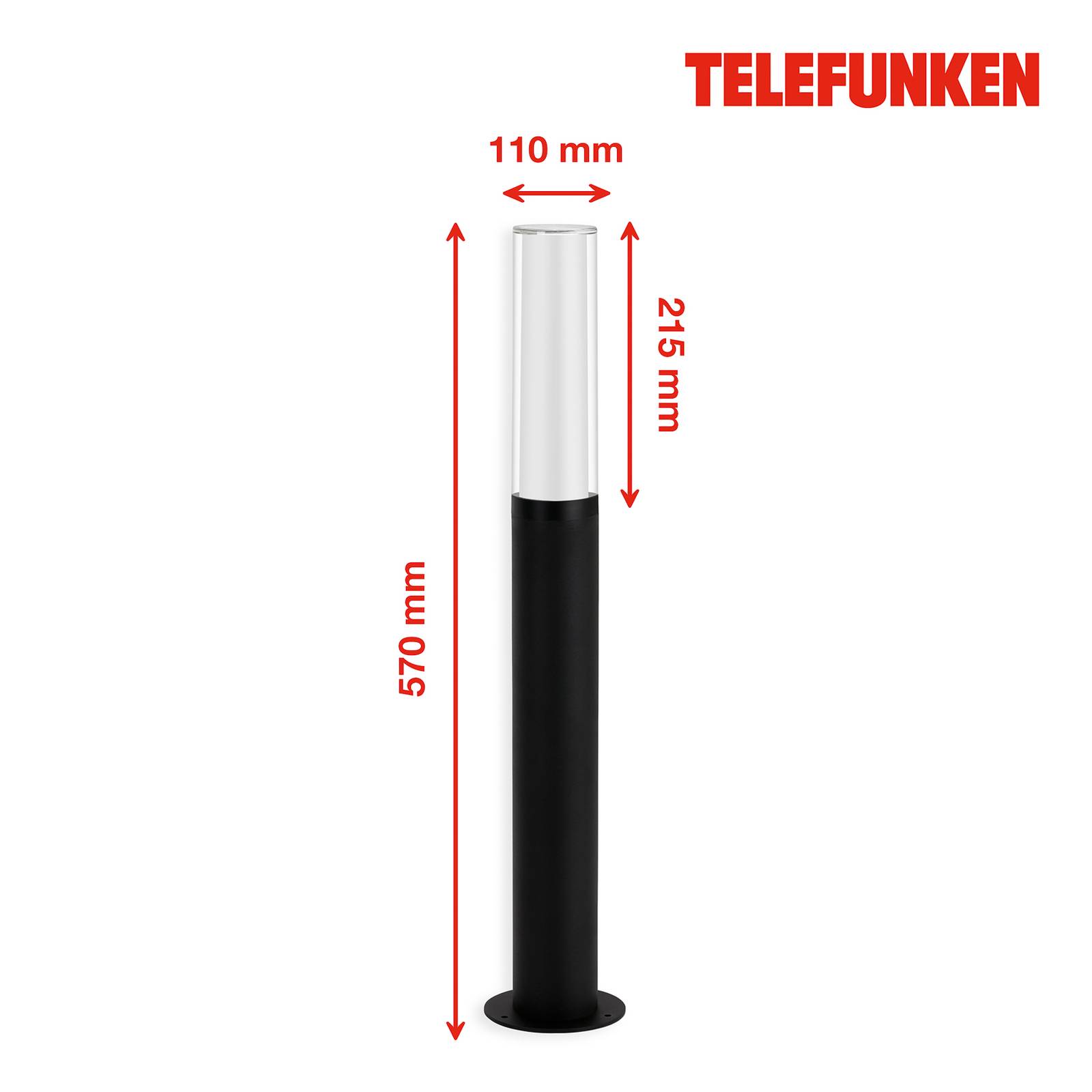 Image of Telefunken Bristol lampione LED, 57 cm, nero