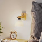 Haro wall light, glass lampshade, oak/white