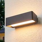 Lucande LED buitenwandlamp Midvig, donkergrijs, hoekig, IP65