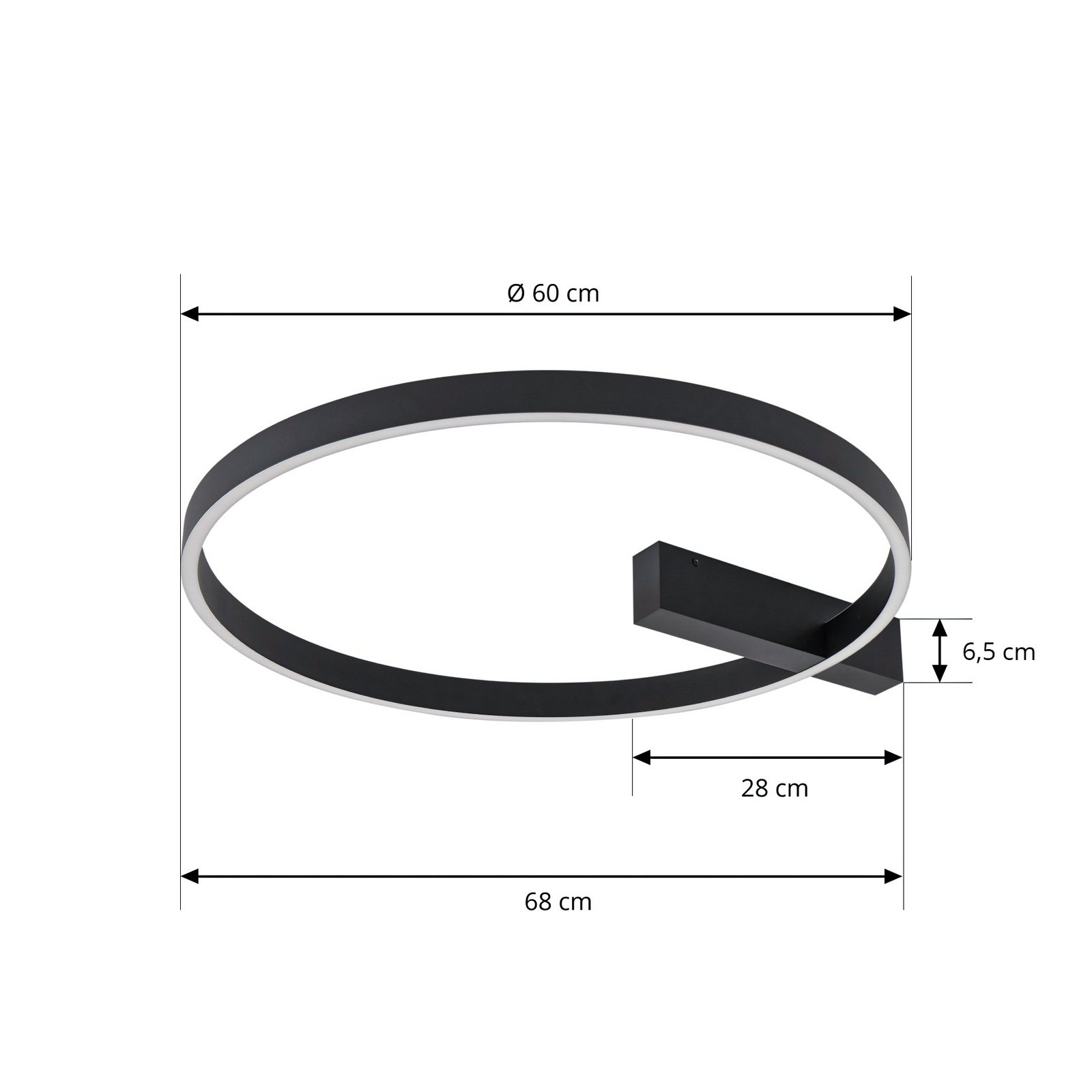Lucande LED-Deckenlampe Isalin, 60 cm, schwarz, CCT, dimmbar