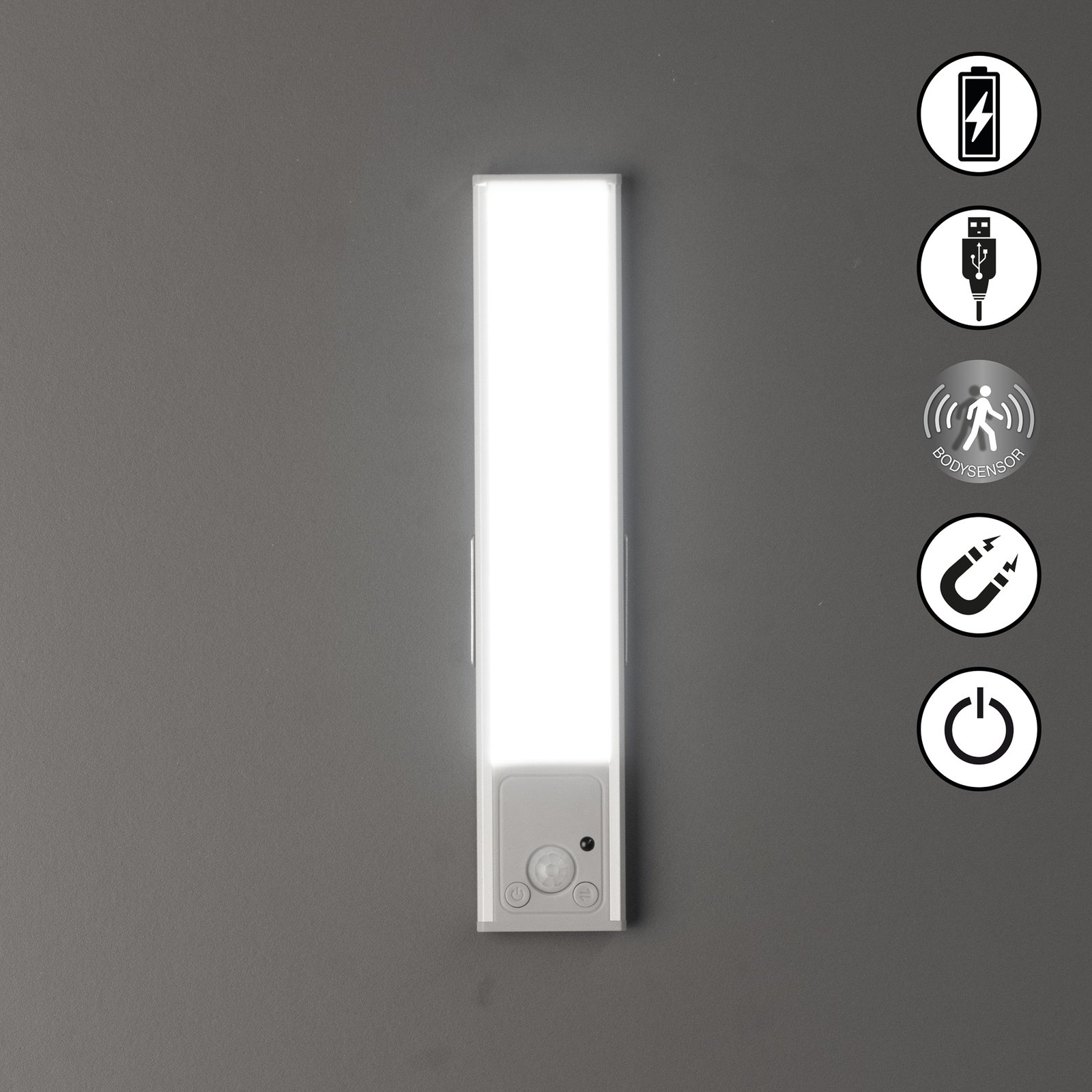 LED under-cabinet light Magnetics, silver, sensor