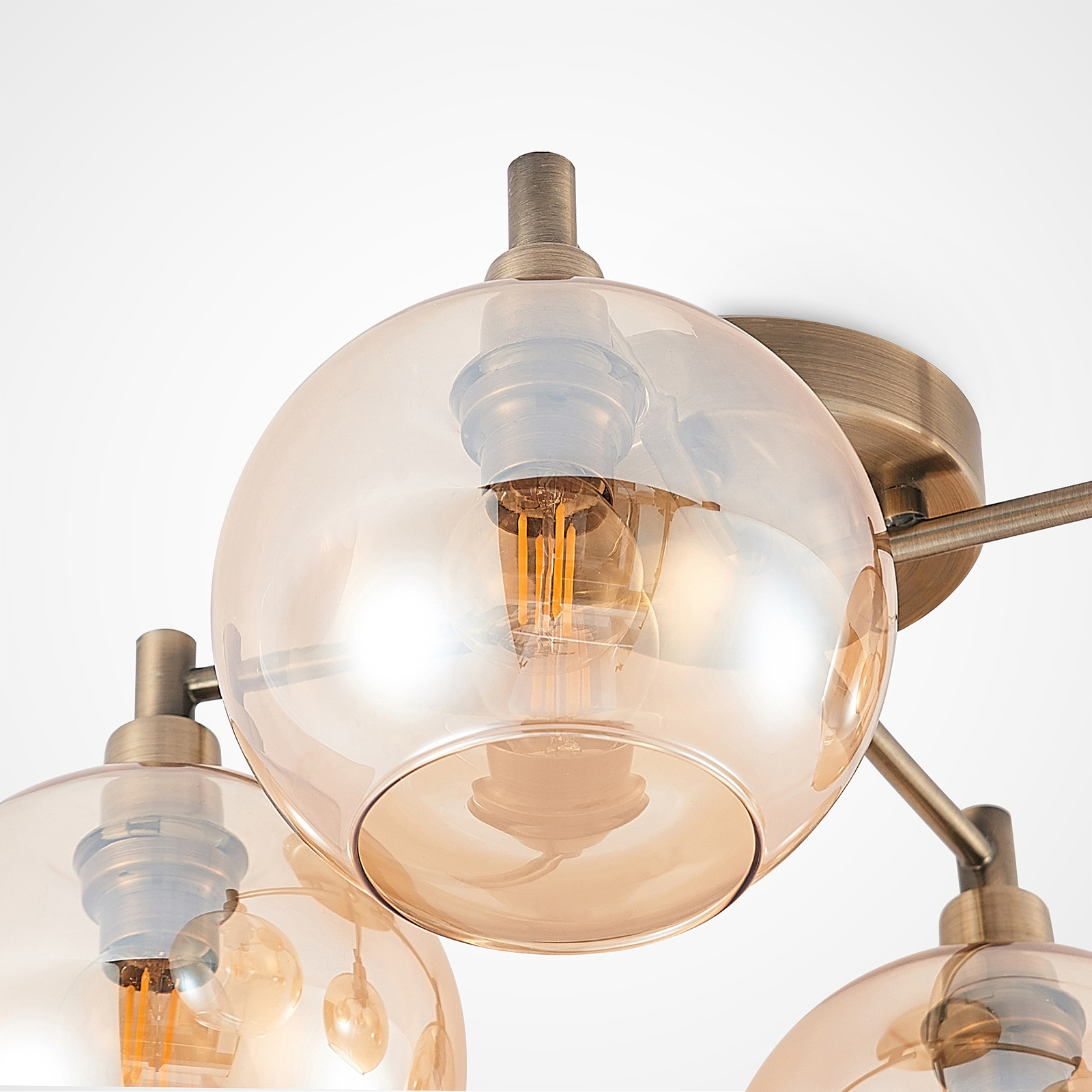 Lindby Brendan ceiling light, brown glass, 4-bulb
