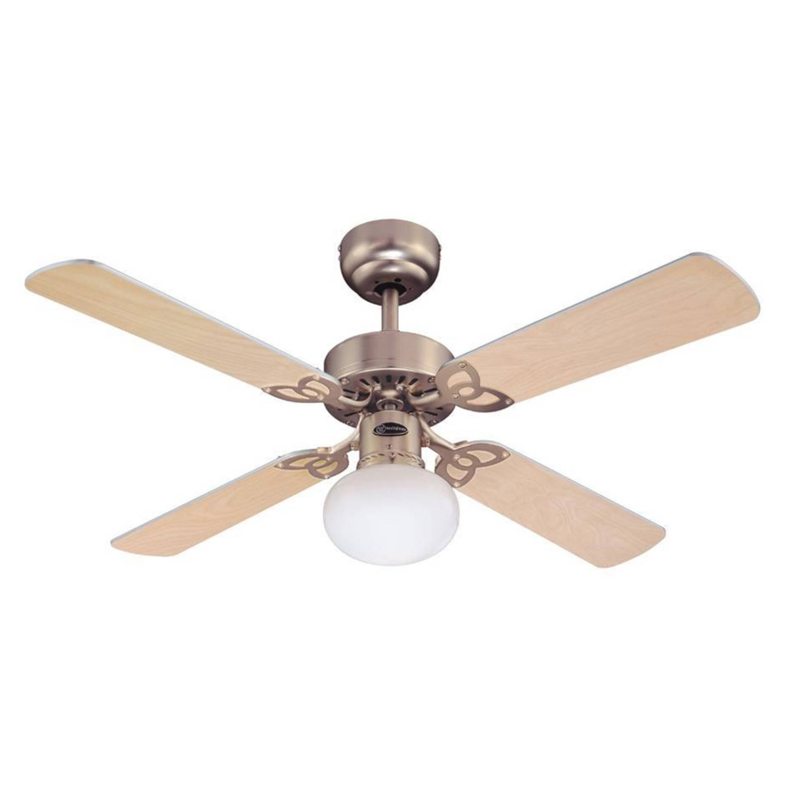 Vegas ceiling fan with light in brushed aluminium