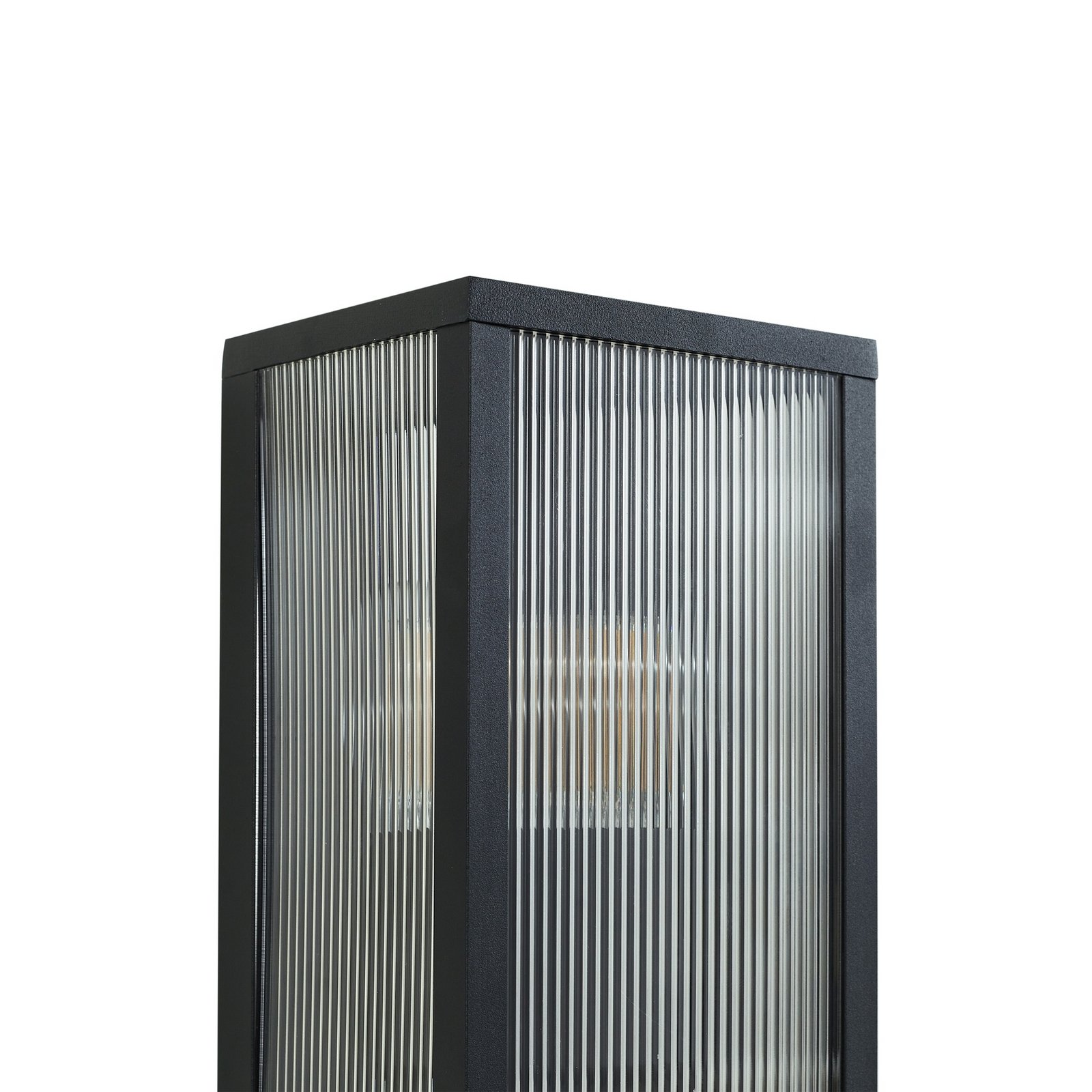 Peldar Fluted Ao ar livre Candeeiro de Parede Preto - Lindby
