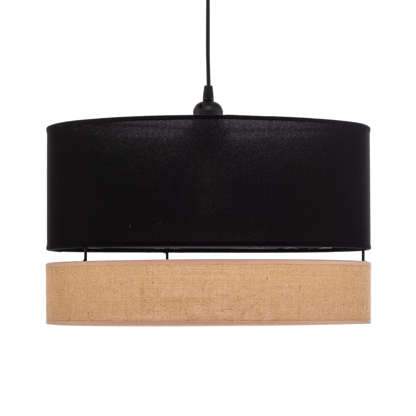 Euluna Levo pendant light, Ø 40 cm, jute/black