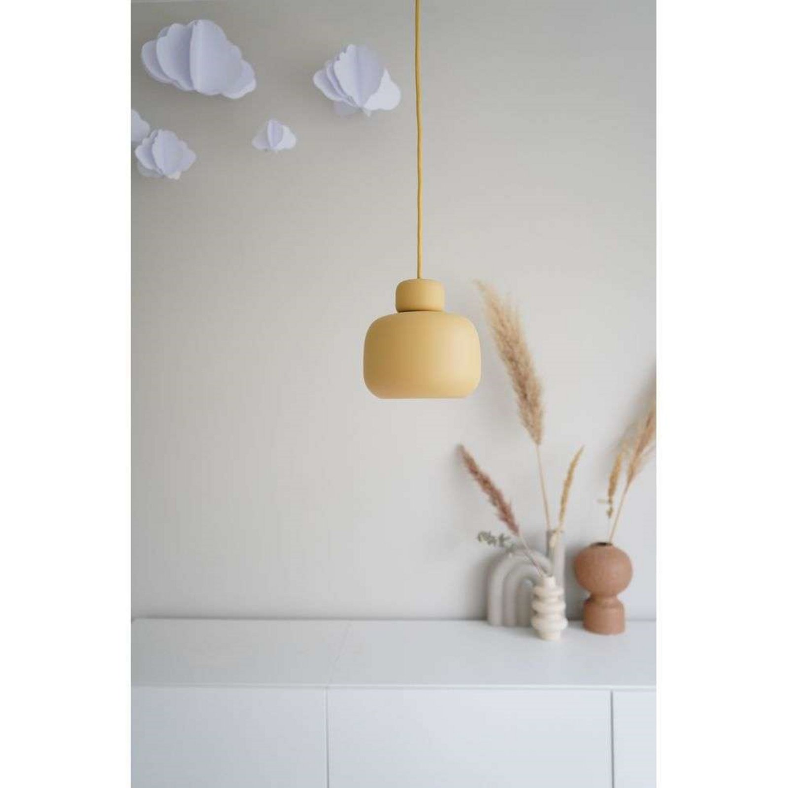 Grigio Pietra Lampada a Sospensione Piccolo Mustard Yellow - Woud