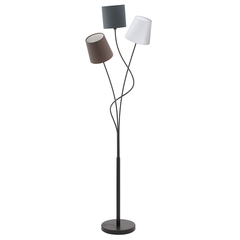 Lampada da terra Maronda, 3 paralumi di stoffa