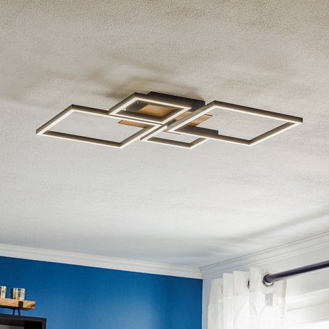 Plafonnier LED Frame, Step dim, 4 lampes, bois
