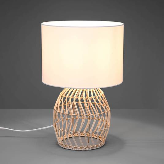 Onli Lampada Da Tavolo Cestino In Rattan E Legno | Stile Rustico Shabby Chic | Abat-jour Per Camera Da Letto | Diametro 20cm H40cm - 3