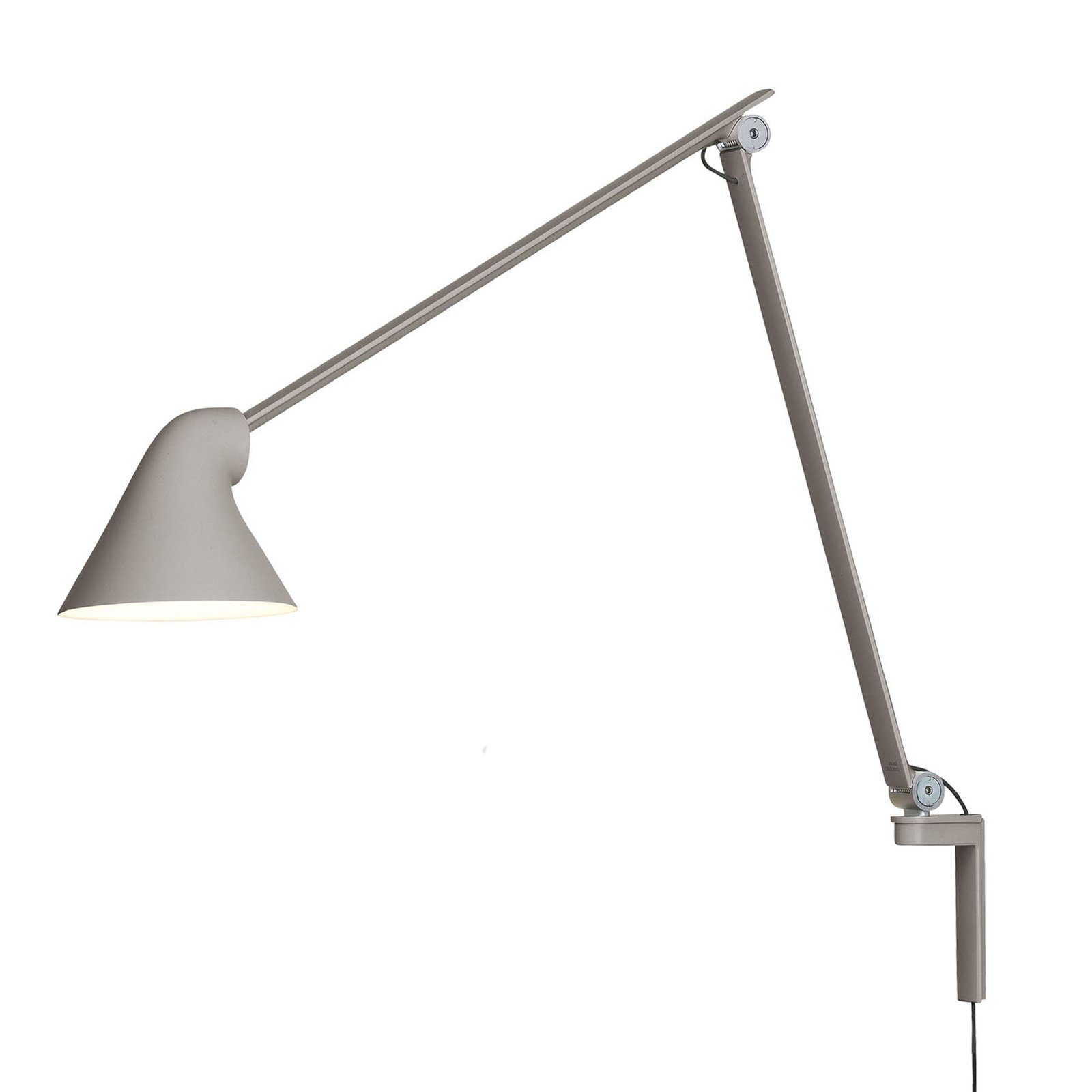 Louis Poulsen NJP LED-væglampe, arm lang, lysegrå