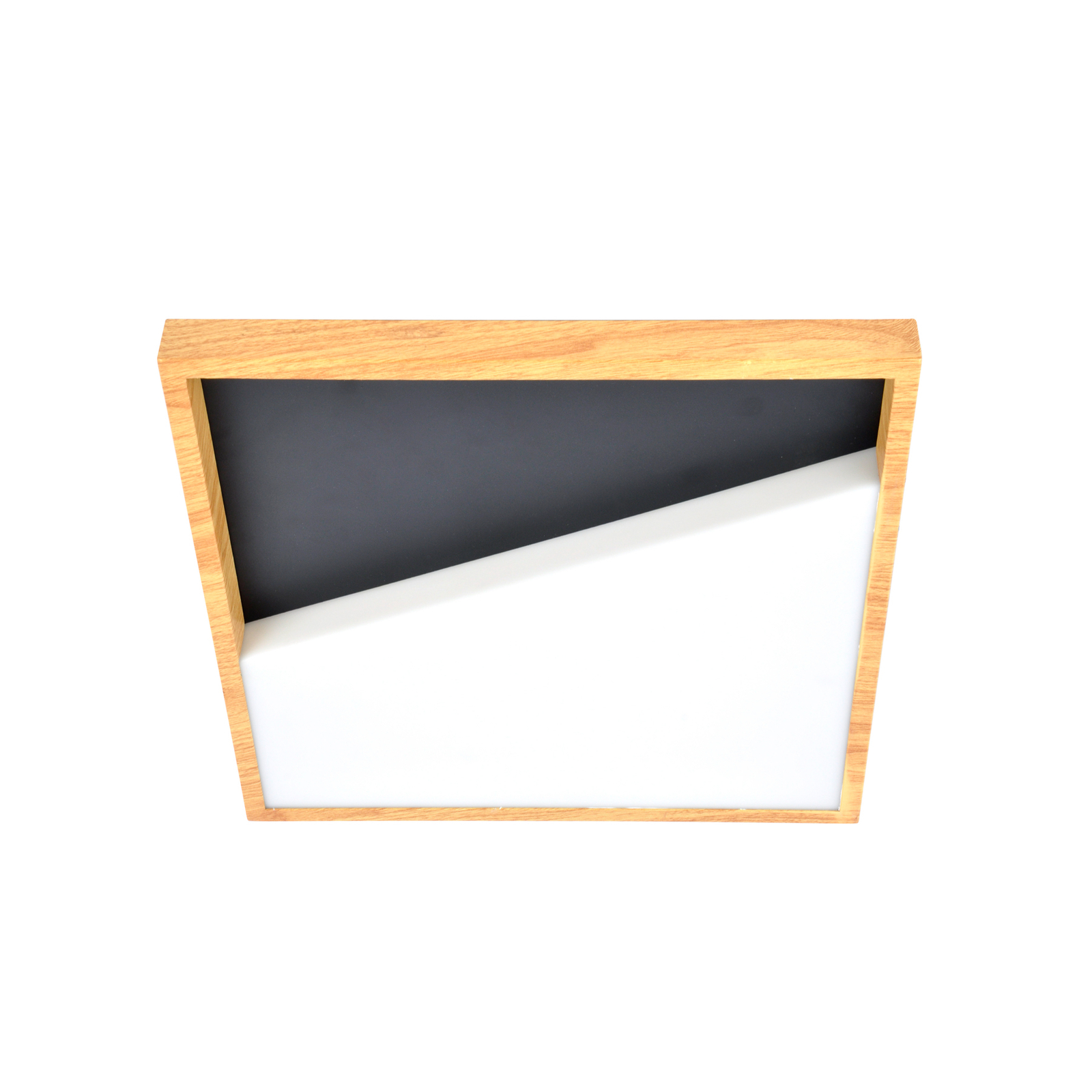 LED wall light Vista, black/wood light, 30 x 30 cm