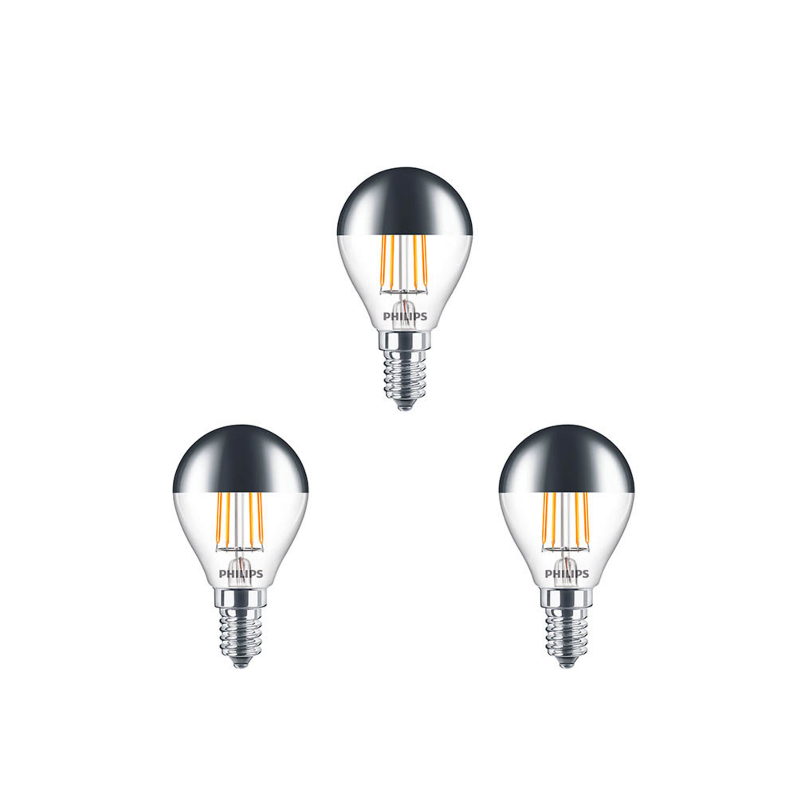 3-pack Lampadina LED 4W Filament Top a Specchio Corona (397lm) E14 - Philips