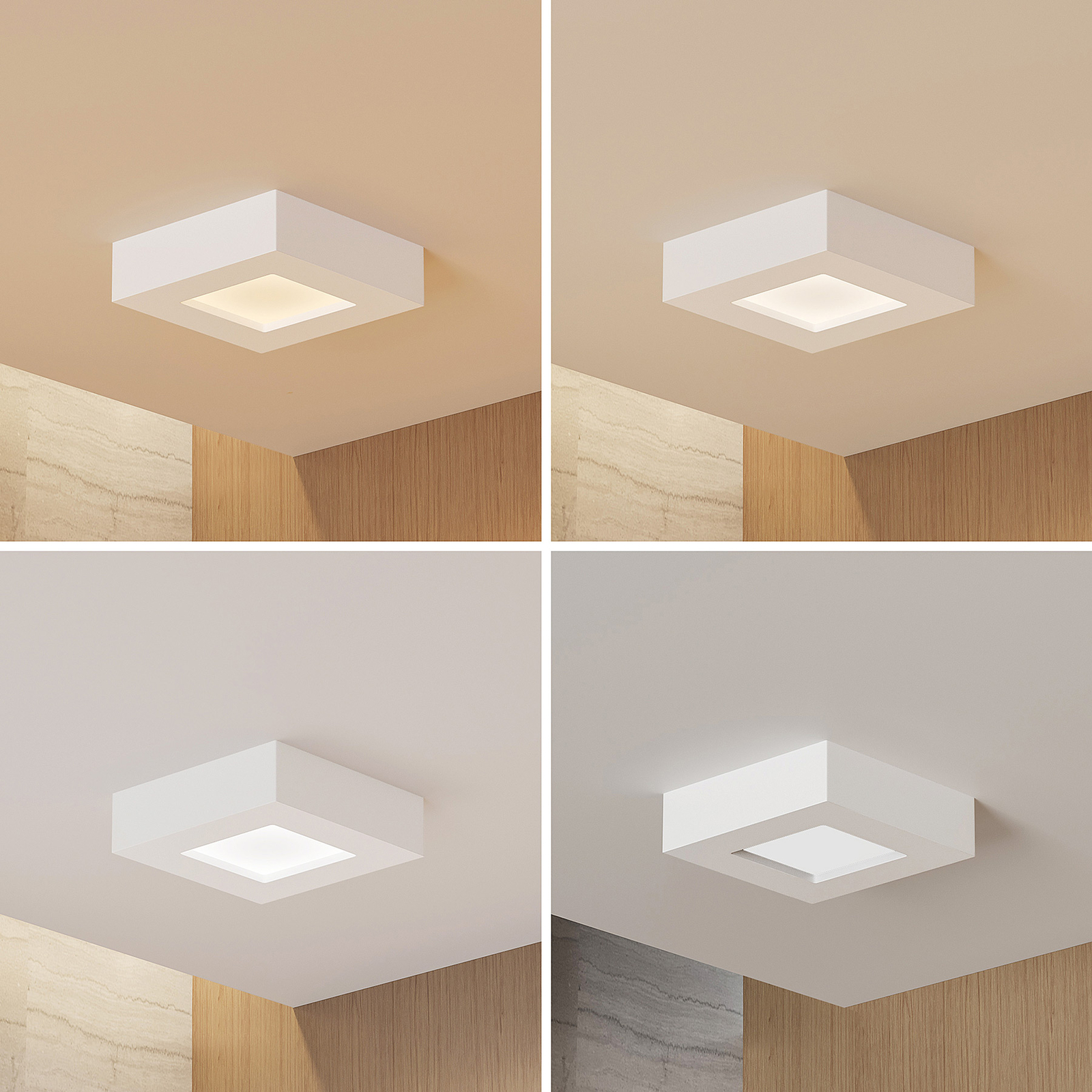 Prios LED ceiling light Alette, white, 12.2 cm, dimmable